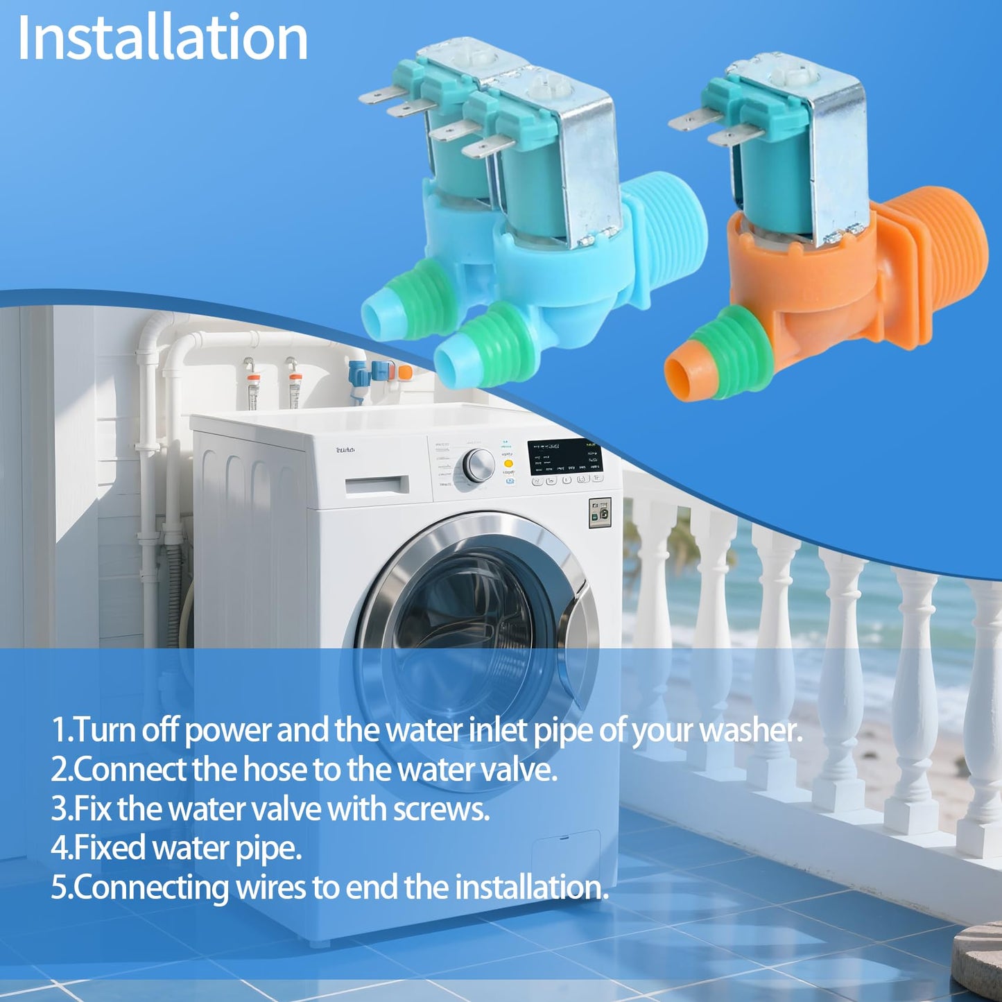 WA45N3050AW/A4 WA40J3000AW/AA WA45T3200AW Washer Cold & Hot Water Inlet Valve Fit for sam-sung WA40J3000AW/A2 WA40J3000AW/AA WA45M3100AW WA45N3050AW WA45T3200AW