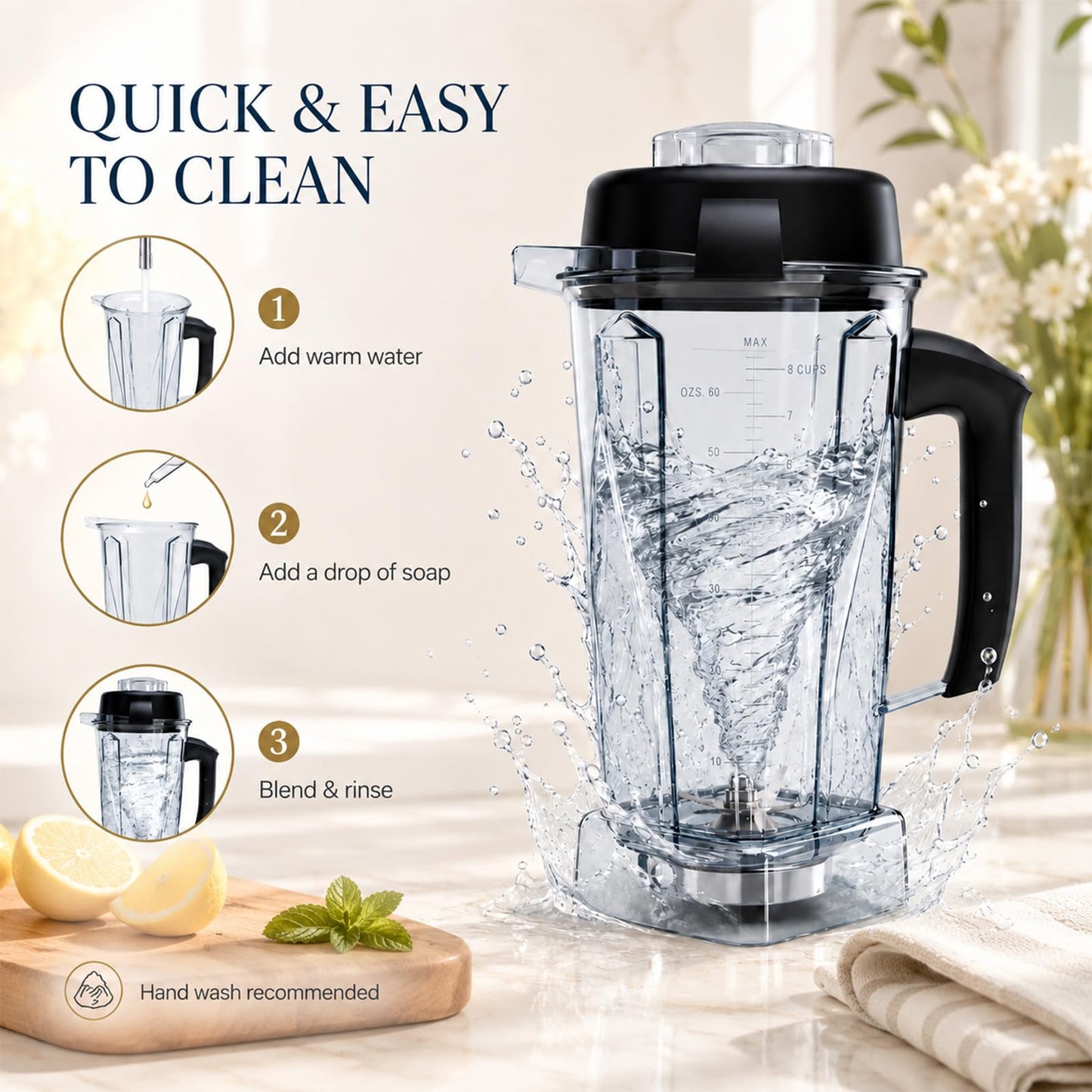 Nikkar Blender Pitcher 64oz Replacement Pitcher Compatible with 5200 6300 5000 VM0101 VM0102 VM0103 VM0197 6000 Classic/Explorian/Commercial Blender Cup
