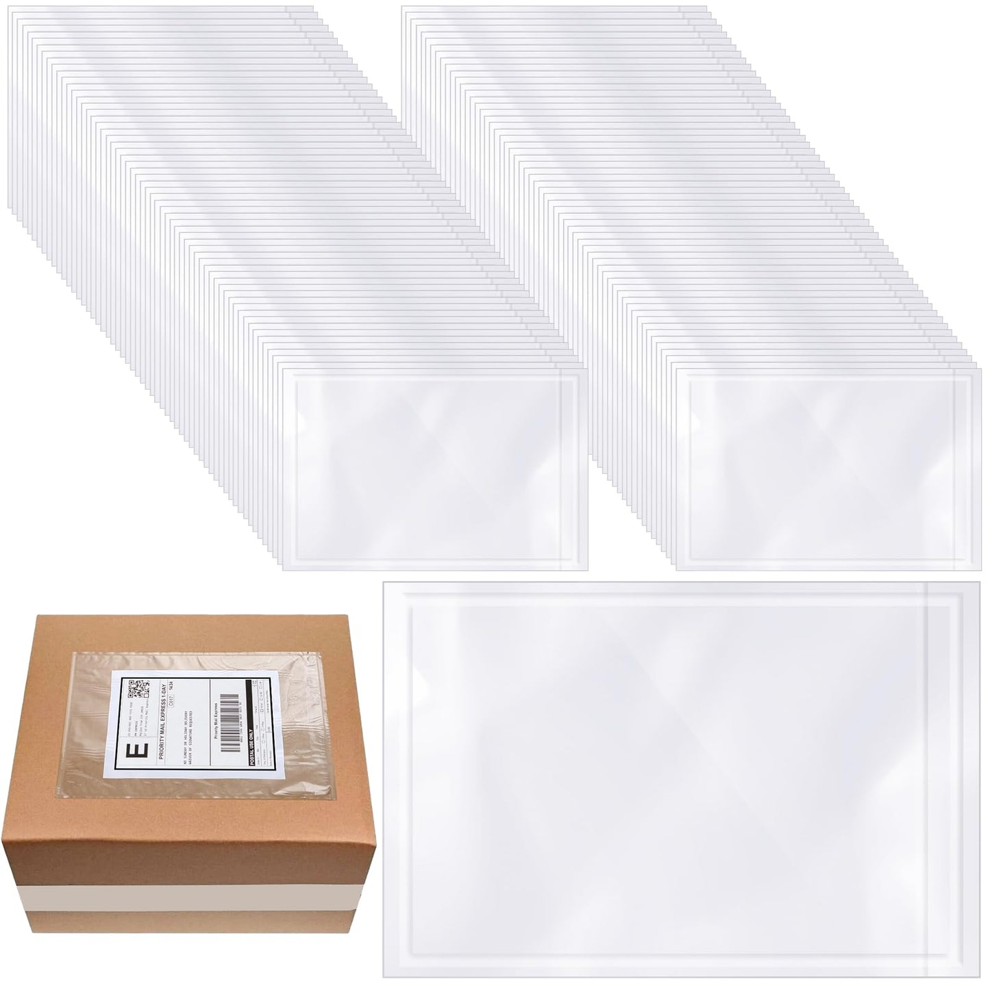 Cholemy 400 Pcs 9.5 x 12 in Clear Packing Slip Pouches Shipping Label Sleeves Adhesive Packing List Pockets Envelopes Mailing Protectors Slip Envelope Pouches Holders Cover Enclosed Bag