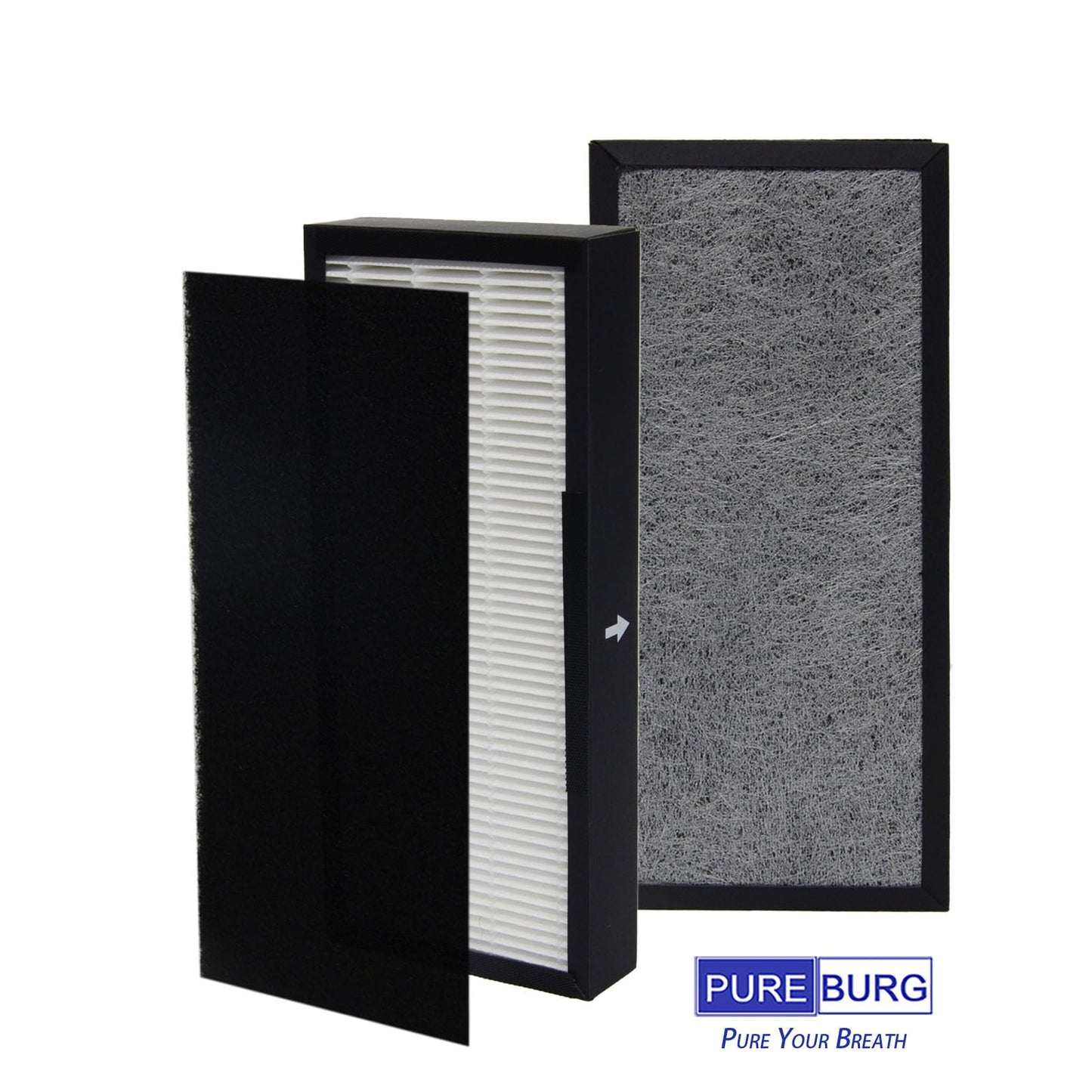 PUREBURG Replacement Filter Compatible with Alen T100 T300 Air Purifiers,2-Pack H13 HEPA & Activated Carbon Pre-Filter Air Clean TF30-Silver TF30-Fresh & TF15-Pure