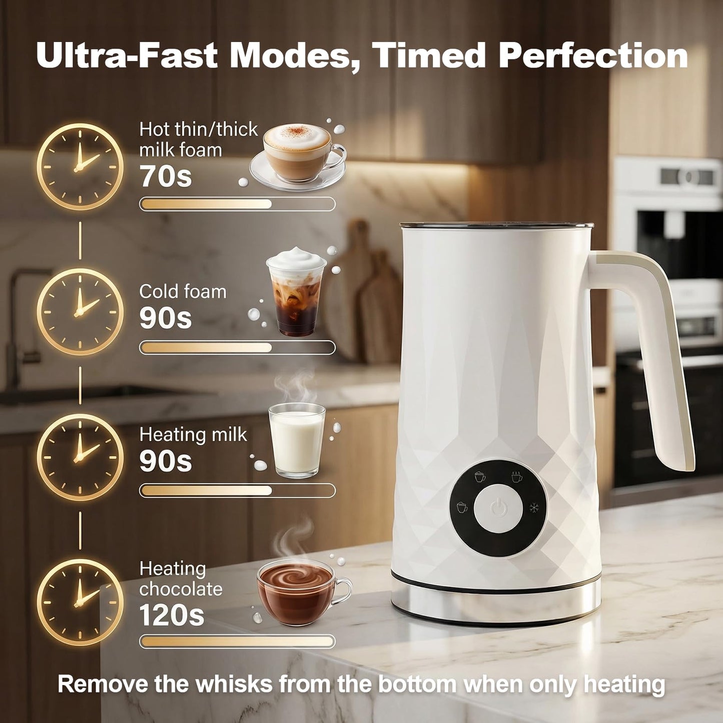 Milk Frother and Steamer, 4 in 1 Electric Milk Frother, 11.8oz Automatic Hot and Cold Foam Maker and Milk Warmer for Latte, Cappuccino, Hot Chocolate, Dishwasher Safe