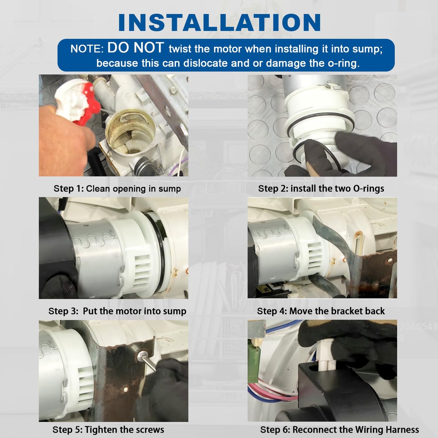 154844301 Motor Kit 154844301 Dishwasher Circulation Pump Motor with O-Rings for Frigidaire Dishwasher, Replace for 154488001 154588701 154594201 154648101 154700101