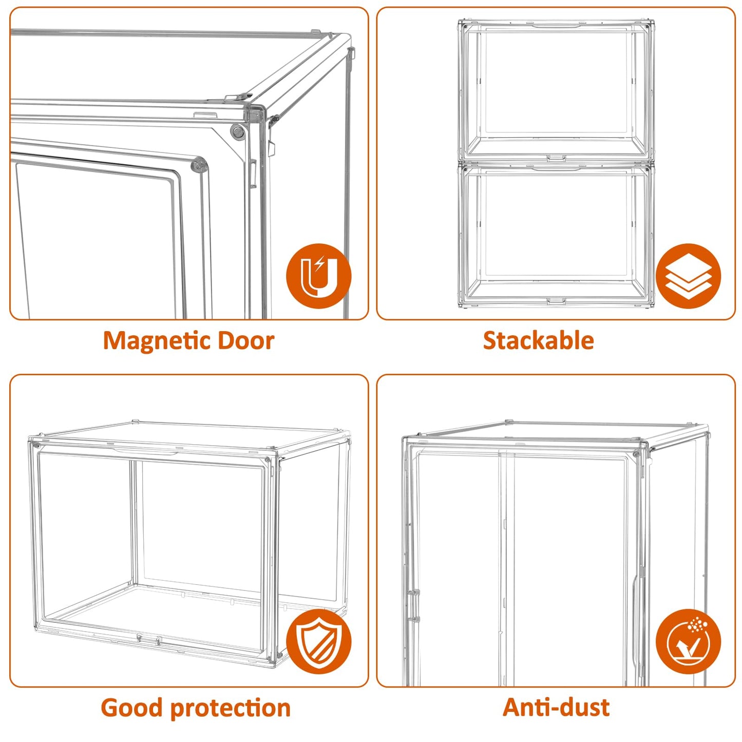 Cutora Extra Large 17.7"X13"X13" Clear Acrylic Organizer Box Display Case, Plastic Holder with Magnetic Door for Figures, Books, Handbags, Purses, Boots(1 Pack)