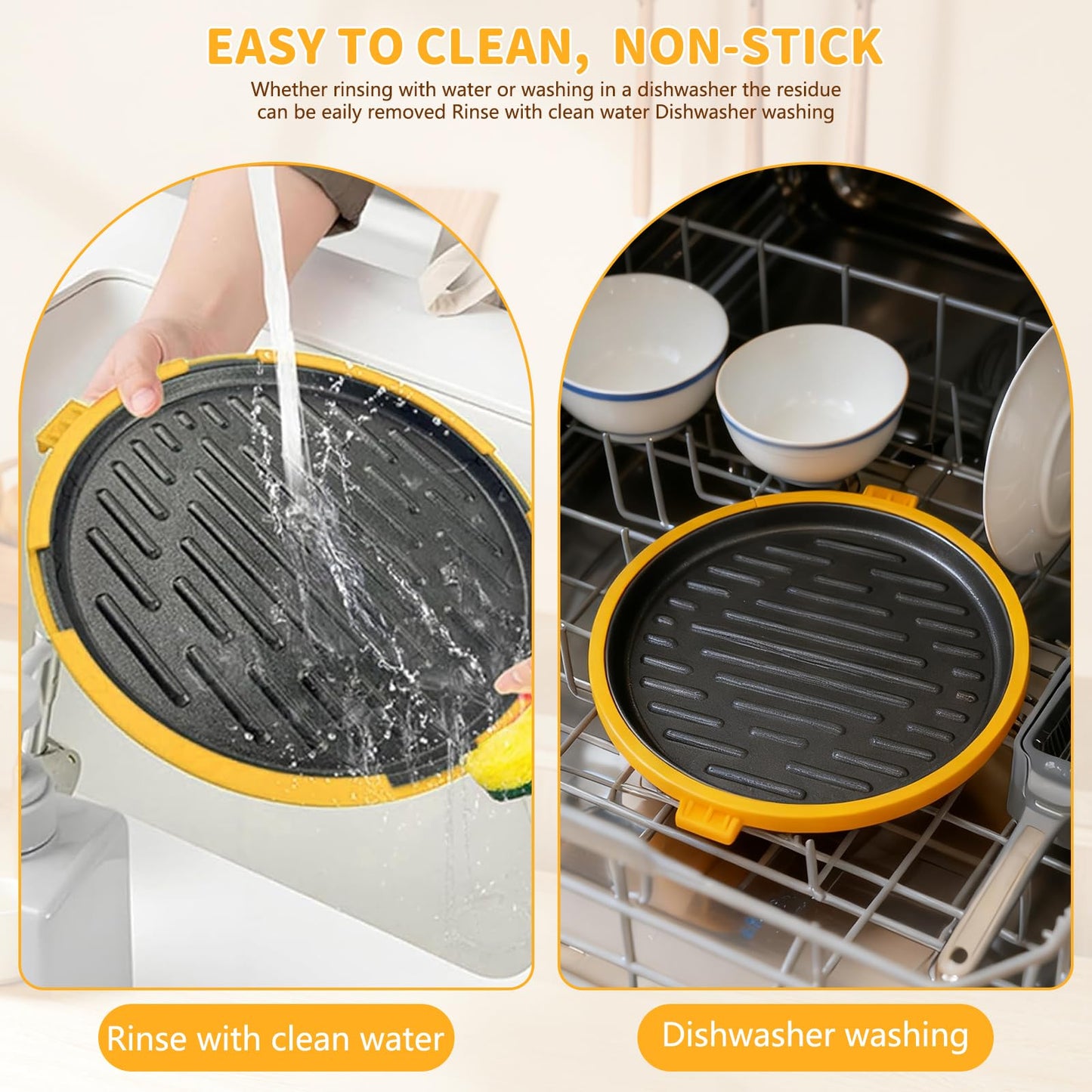 SIRUOO 9.5" Microwave Grill Pan & Crisper Tray - 5-in-1 Nonstick Sandwich Maker, Pizza Pan & Bacon Cooker with lid,Dishwasher Safe Griddle for Grilled Cheese - College Dorm Room & Office Essentials