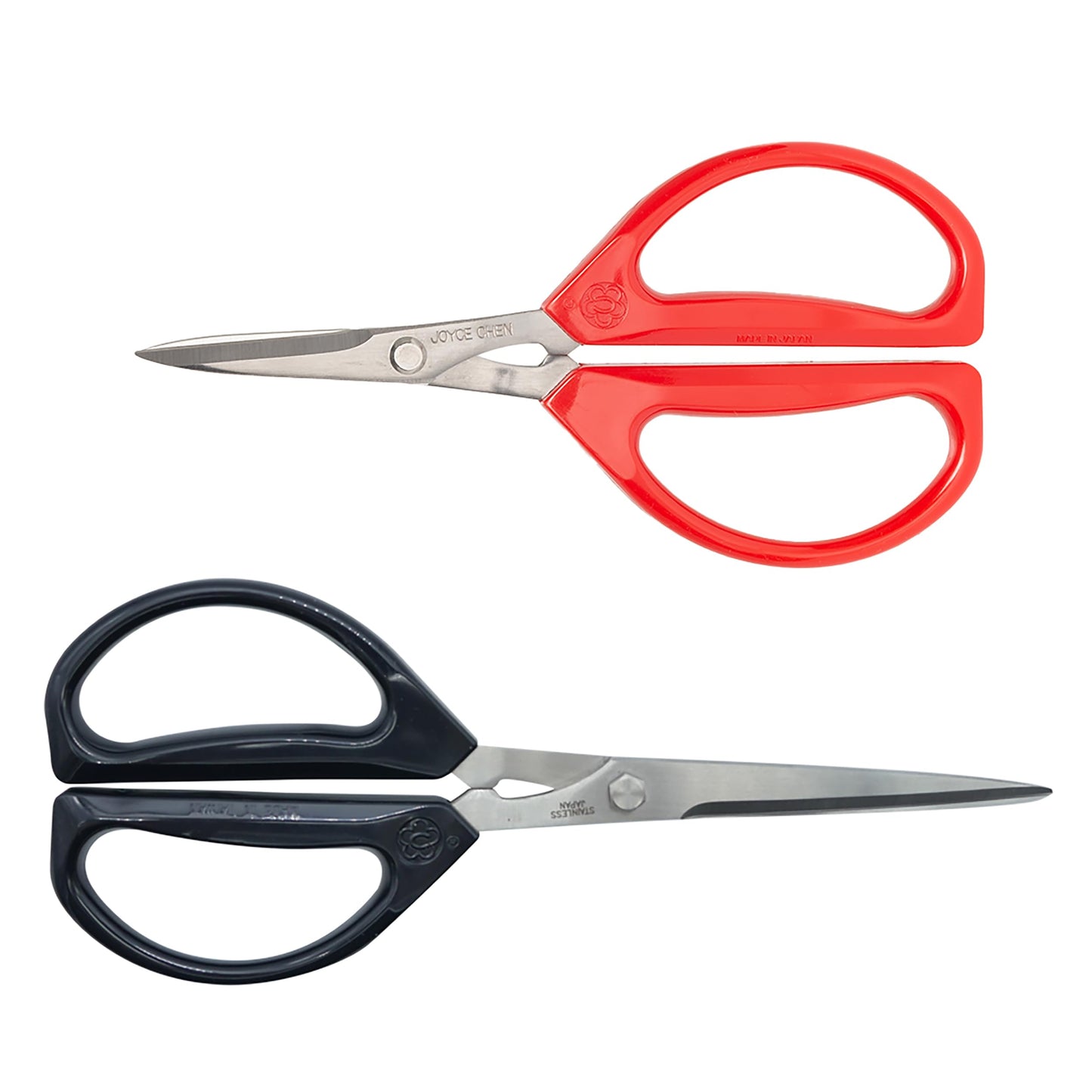 Joyce Chen Kitchen Shears 2-Pack - Includes 8-inch Deluxe and 6-inch Original Unlimited Kitchen Scissors, Dark Navy and Red Handles