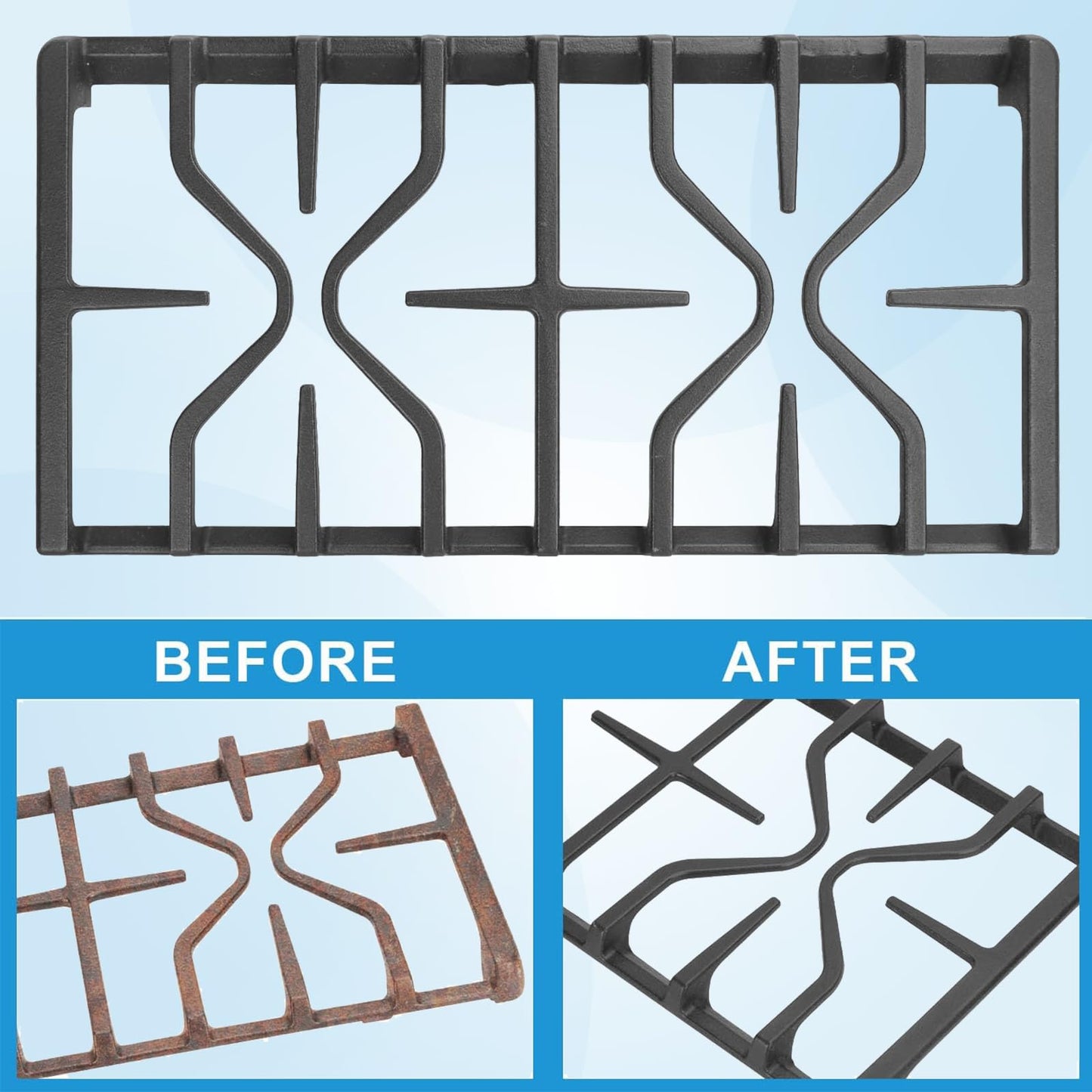 BBQration WB31X27150 Stove Grate Replacement Parts for GE Gas Stove JGBS66REKSS JGBS61RPSS PGB935YPFS, JXGRATE1 WB31X24737 General Electric Gas Range Burner Grate, Stove Surface Top Center Grate