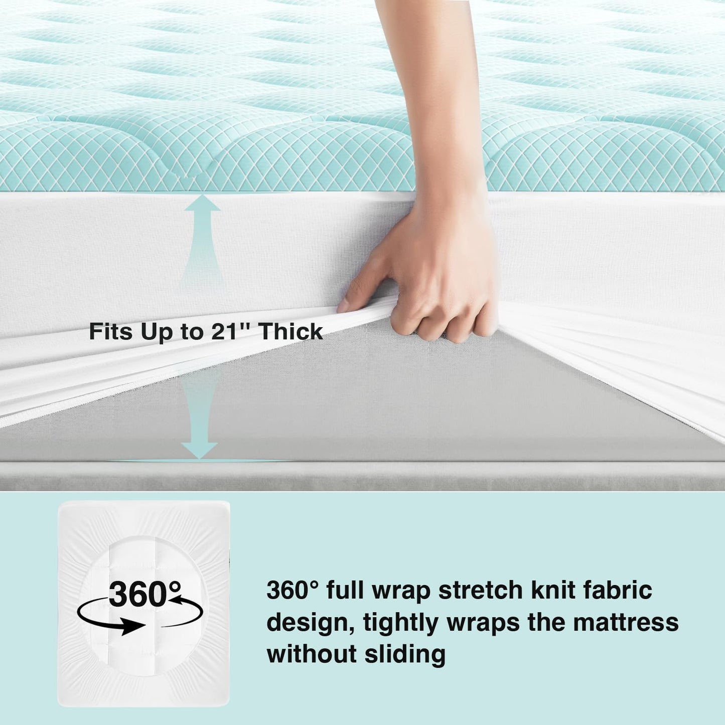 Novilla Cooling Mattress Topper Twin Size, Cooling Factors Infused Mattress Pad for Hot Sleepers, Breathable Mattress Cover with Deep Pocket, Soft Down Alternative Bed Topper for Back Pain Relief