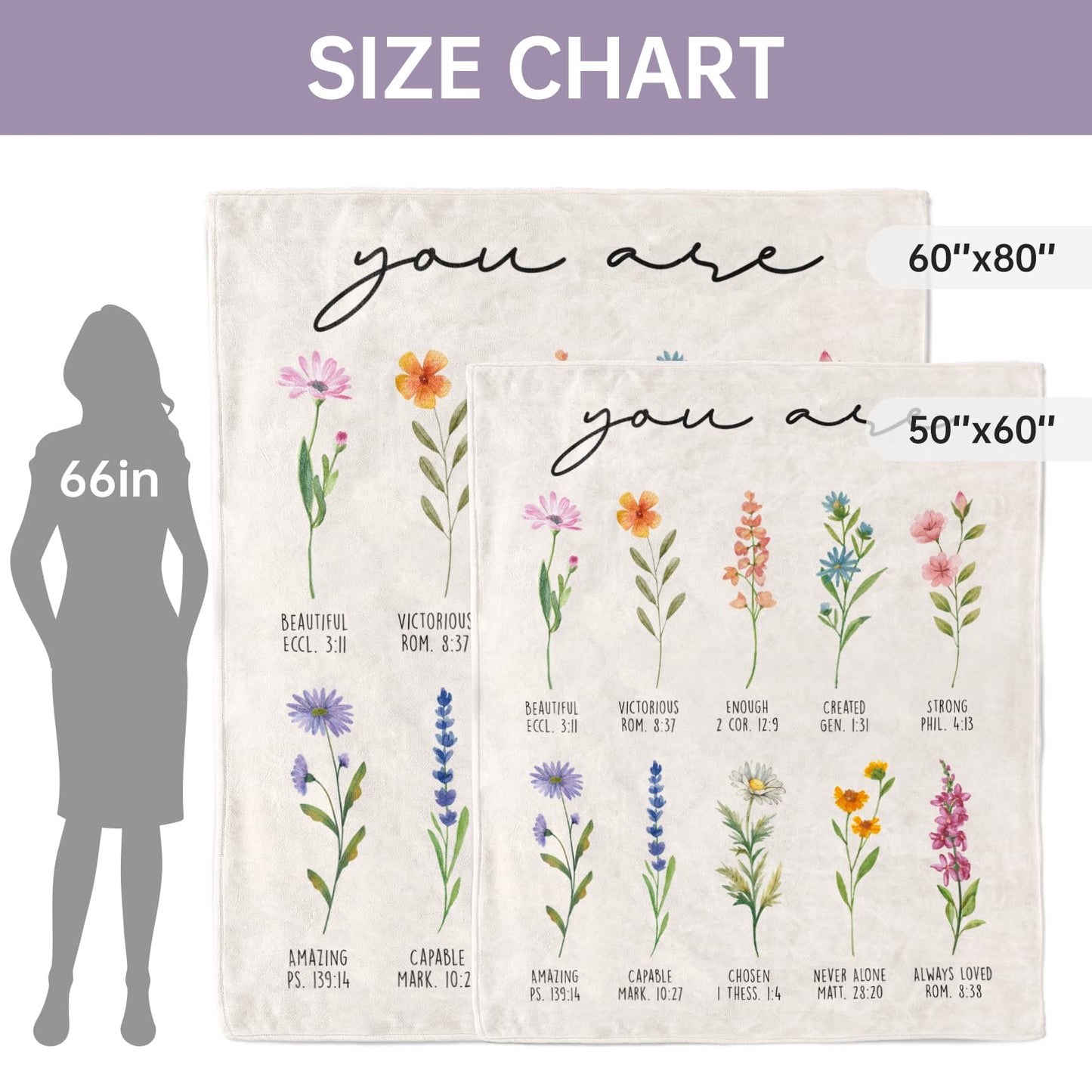 Afterprints Christian Gifts for Women, Christian Blanket with Flowers, Birthday Gifts for Women, Inspirational, Religious Gifts for Sister, Friend, Daughter, Mom, Soft Throw Blankets 60" x 80"