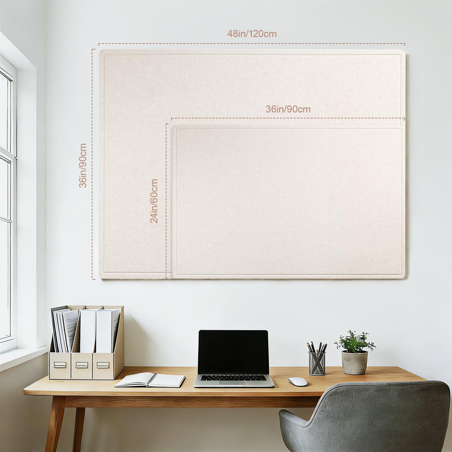Lightomorrow Large Vision Board 48x36, Thicken Felt Pin Board for Living Room or Home Office, Ideal for Family Goals, Photos, Notes with 20 Pushpins and 20 Postcards, Oatmeal