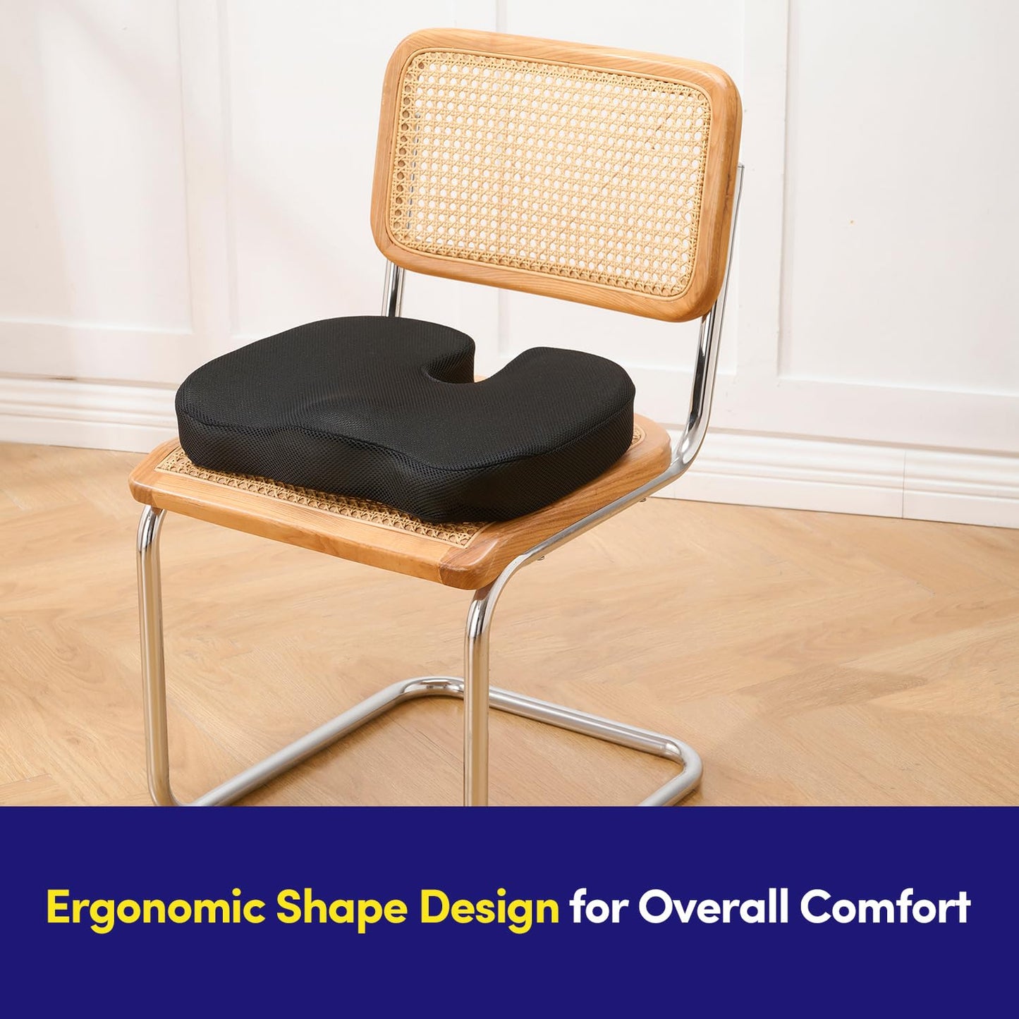 Office Chair Cushion Seat Cushion for Long Sitting ✅– Ergonomic CertiPUR-US® Memory Foam Non Slip Seat Pad for Desk, Car, Travel, Stadium, Bleachers & Airplane ✅– Tailbone Support Pillow