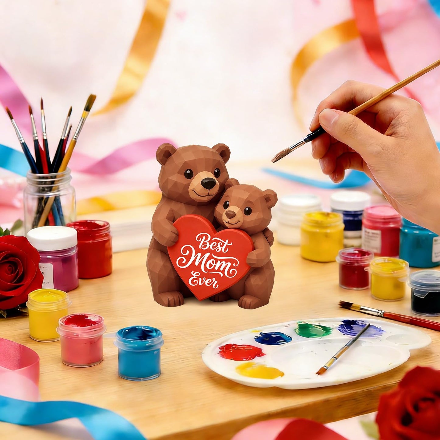 MAMAGIFTREE Gifts for Mom from Daughter Son, Unique Mothers Day - Mama Bear & Cub Figurine with Best Mom Ever Heart, Sentimental Birthday Gifts for Women, Cute Desk Decor for Mother