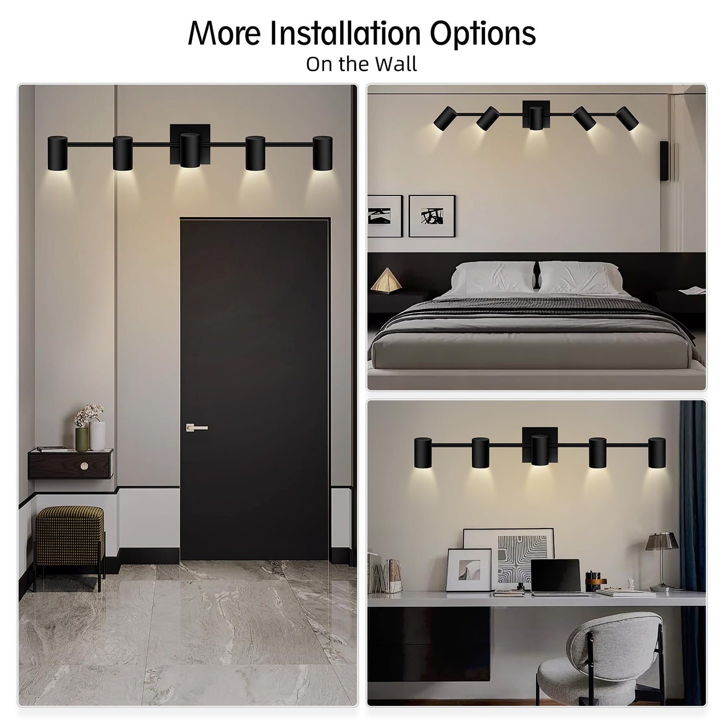 BoostArea Track Lighting Kit, Kitchen Lighting Fixtures Ceiling, 5 Light Track Lights, Rotatable Light Heads, Modern Track Lighting Fixtures Ceiling for Bedroom/Living Room,GU10 Bulb Not Included