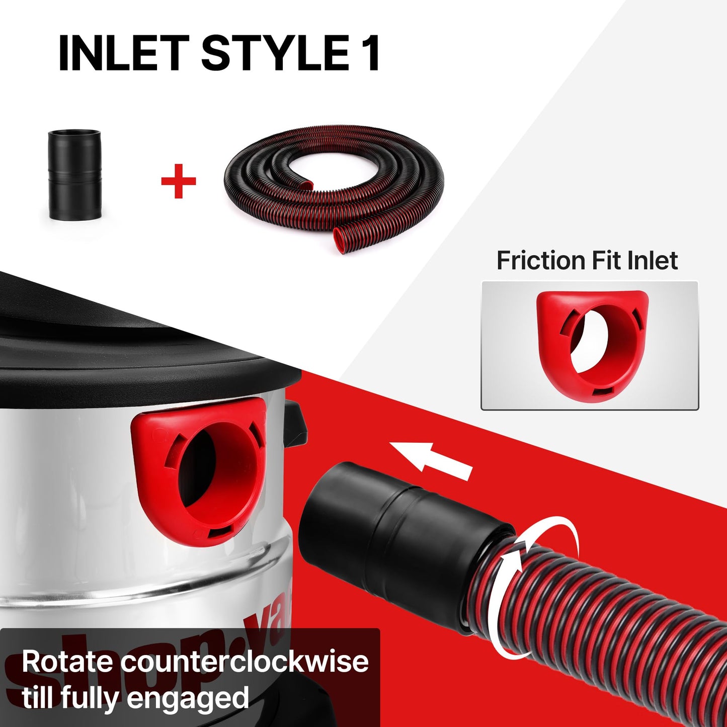 Shop-Vac Premium Universal Hose Plastic 12'X 1-7/8", Vacuum Hose Compatible with Rigid, Dewalt, Husky, Craftsman, Bauer, Masterforce Vacuum Cleaners