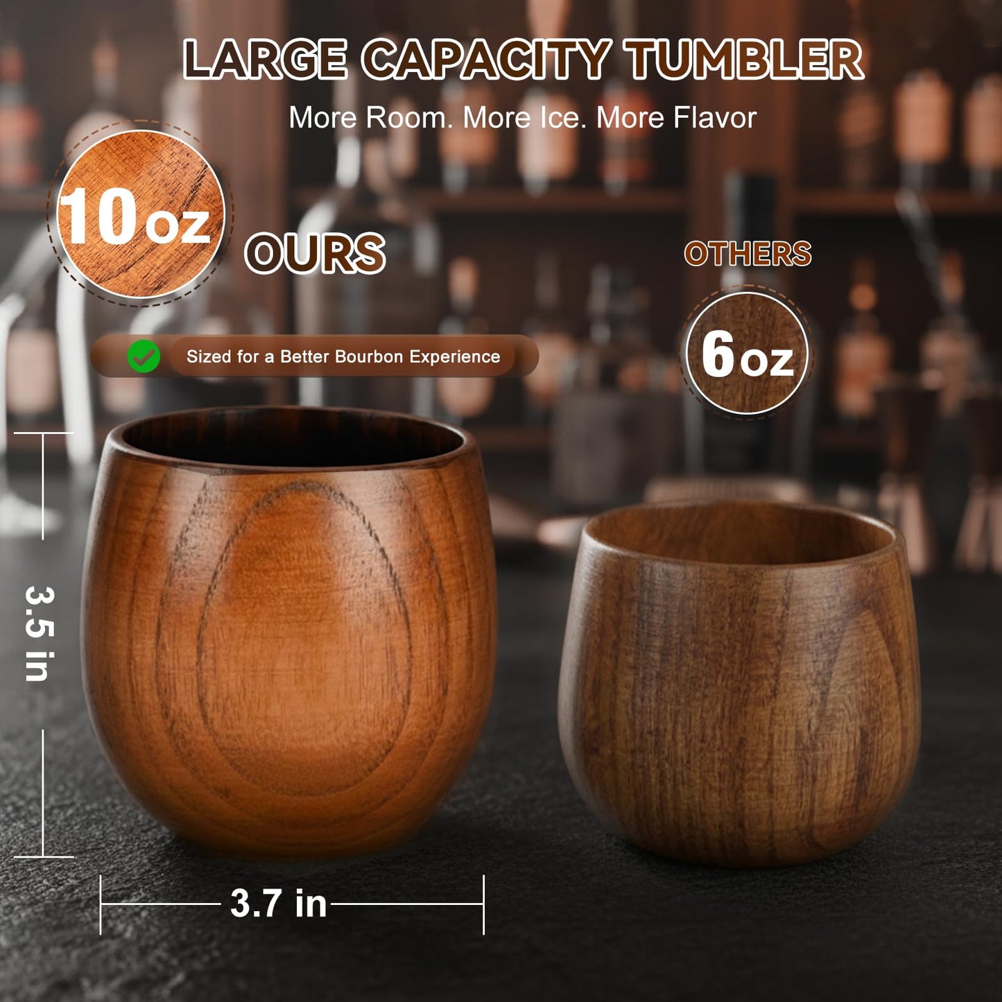 Solunvia Charred Wooden Bourbon Drinking Glass Wooden Whiskey Glasses Set of 2 17-Piece Complete Whiskey Gift Set Old Fashioned Glass Bourbon Gifts for Men Dad, Husband, Brother (Silver Accents)