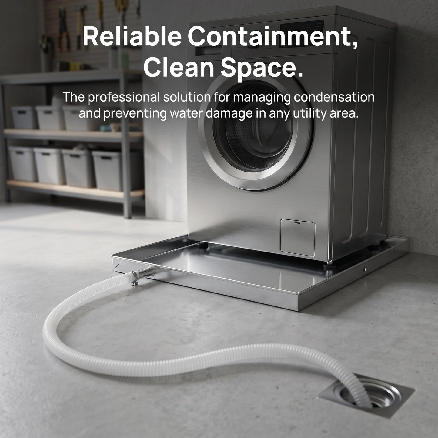 Totority Air Conditioner Drain Pan 16 Inch Stainless Steel Drip Tray with Drain Hose | Universal Condensate Collection for Indoor/Outdoor Ac Units | Leak Protection Solution