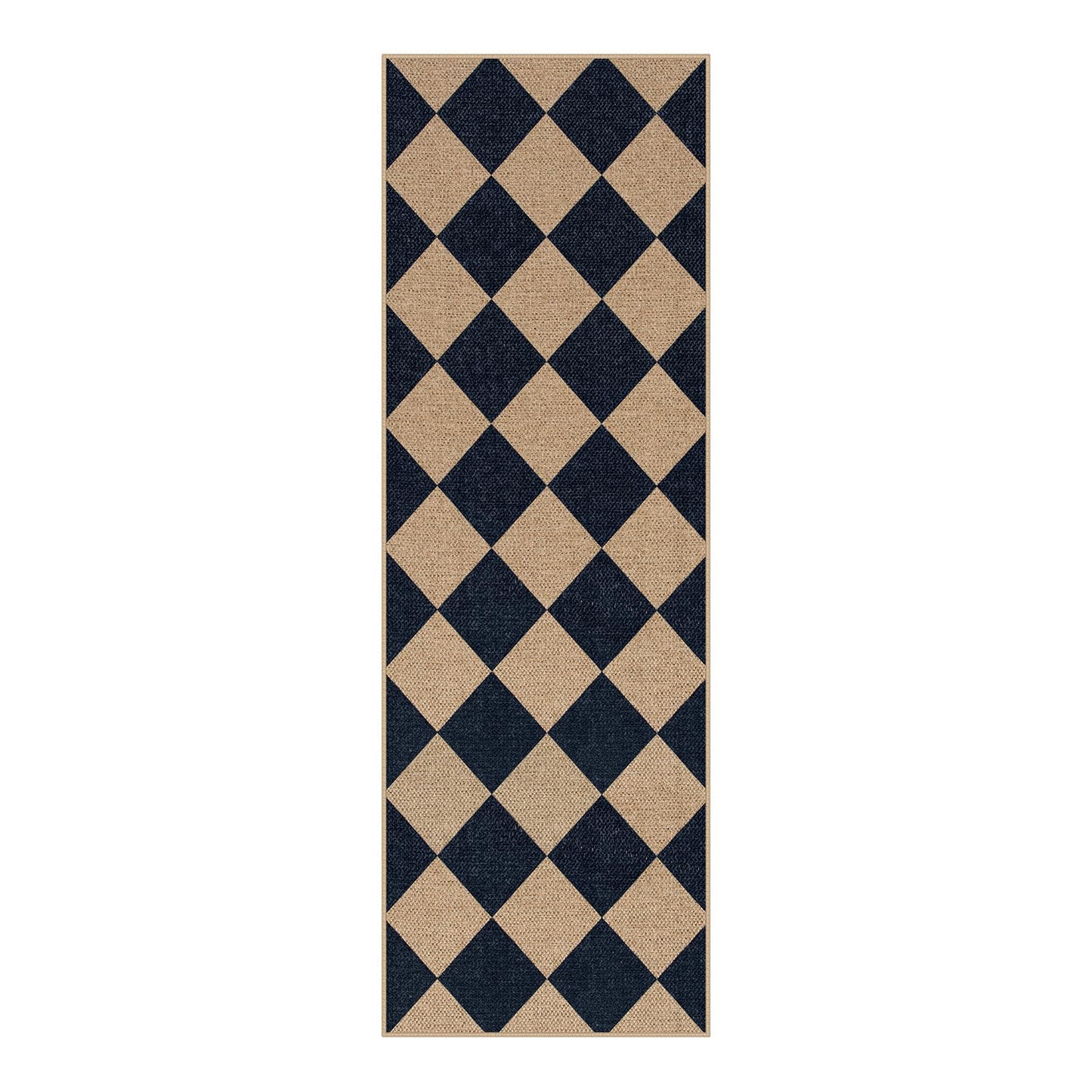 Lahome Colette Checkered Easy Jute Runner, 2x6 Kitchen Runner Rug Non Slip Washable Outdoor Rug for Entryway Indoor, Checkerboard Black Indoor Outdoor Carpet for Hallway 6ft Entry Front Door