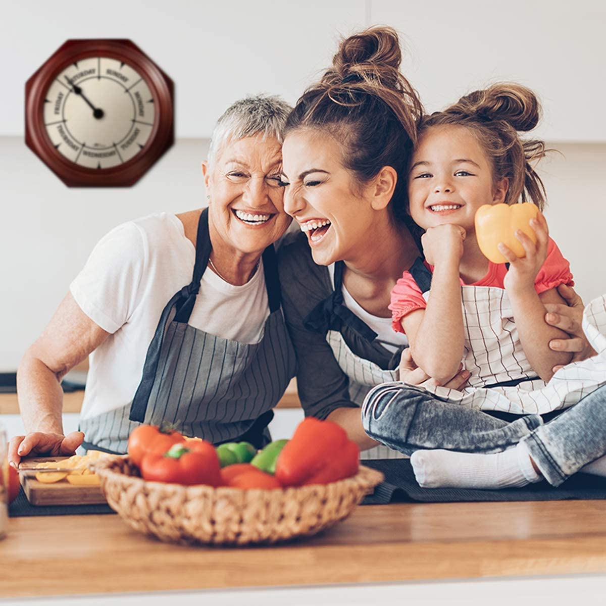 DayClocks Classic Day of The Week Wall Clock - 10" Solid Mahogany Wood Frame, Ideal Retirement Gift for Men and Women, Day Clock for Seniors and Retirees
