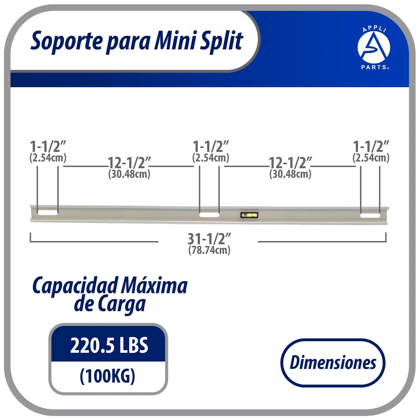 Appli Parts APAB-3160 Mini Split Wall Mounting Bracket, Heavy Duty Outdoor Support Up to 352 lbs. Fit 5000 to 36000 BTU Units, Includes Level Cross Bar, Anti Vibration Pads and Full Installation Kit