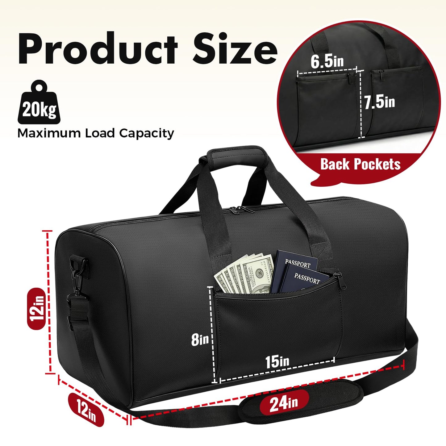 Large Fireproof Document Bag, 24x12x12in Portable Fireproof Waterproof Document Box for Travelling, Camping, Multi-Pocket Organizer for Cash, Valuables, Fire Proof Bag with Shoulder Strap