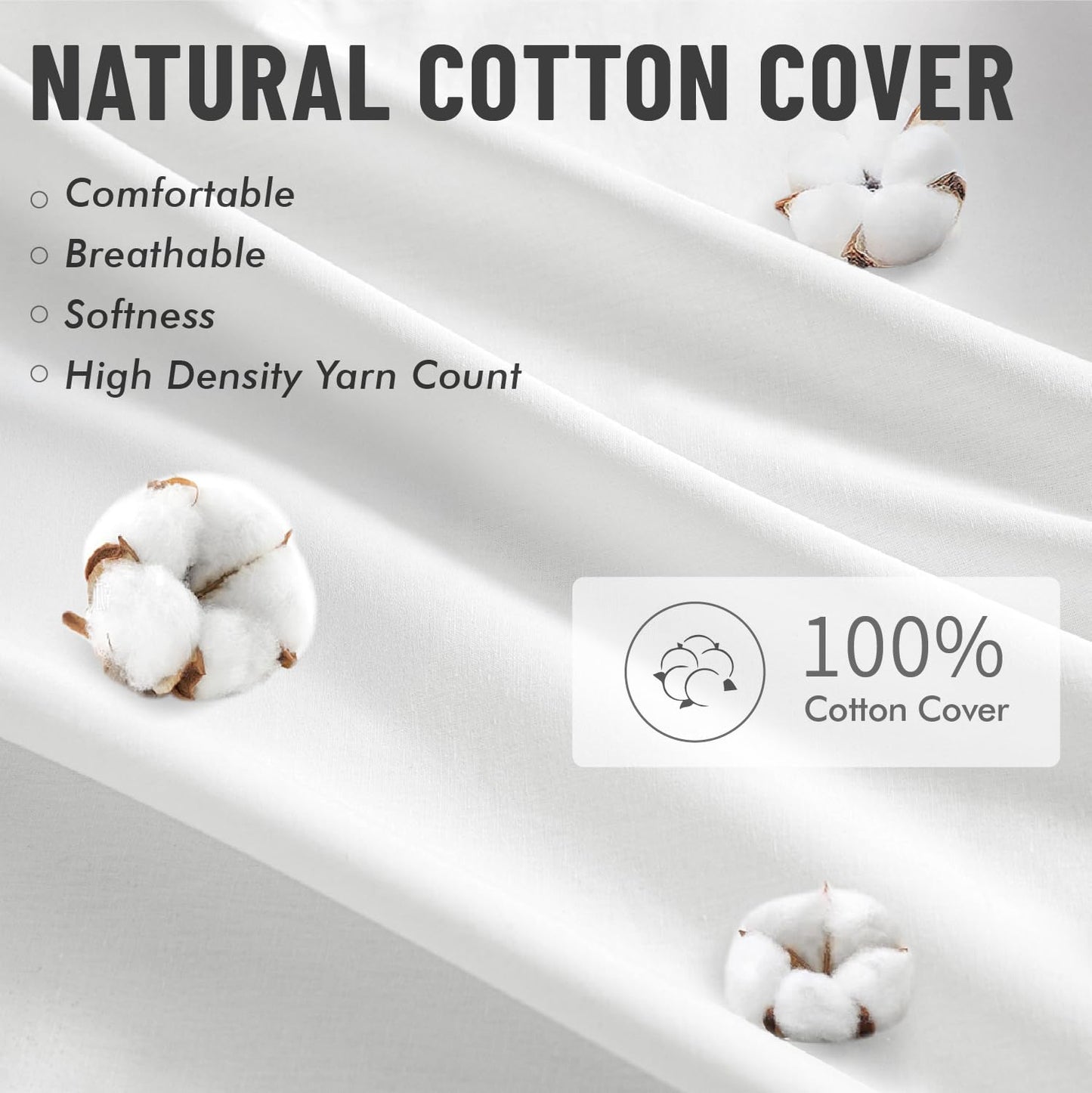 MIULEE 20x20 Pillow Inserts with Cotton Cover,Set of 4 100% Virgin Microfiber Throw Pillows for Couch Sofa and Bed
