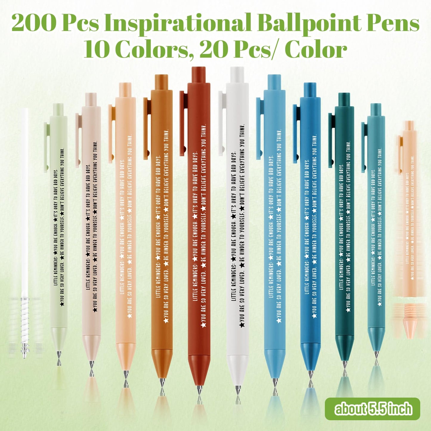 Sayglossy 200 Pcs Inspirational Pens Gifts Bulk Mental Health Motivational Quotes Ballpoint Pen Black Ink Thank You Appreciation Gift for Employee Coworker Office Staff Teacher Nurse Week (Multicolor)