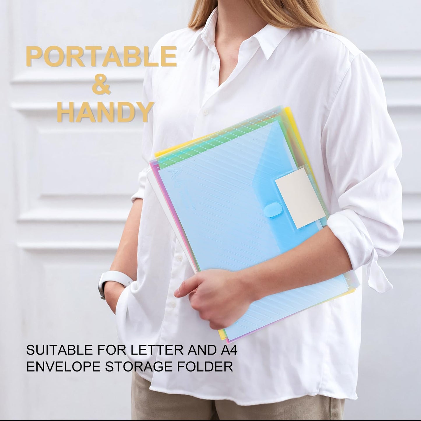 WORPSON 100 Pack, Plastic Envelopes File Folders, HeavyDuty Document Folder for Letter and A4 Size, Clear Document Holder with Label Pockets for School Home Work Office Organizer (100)
