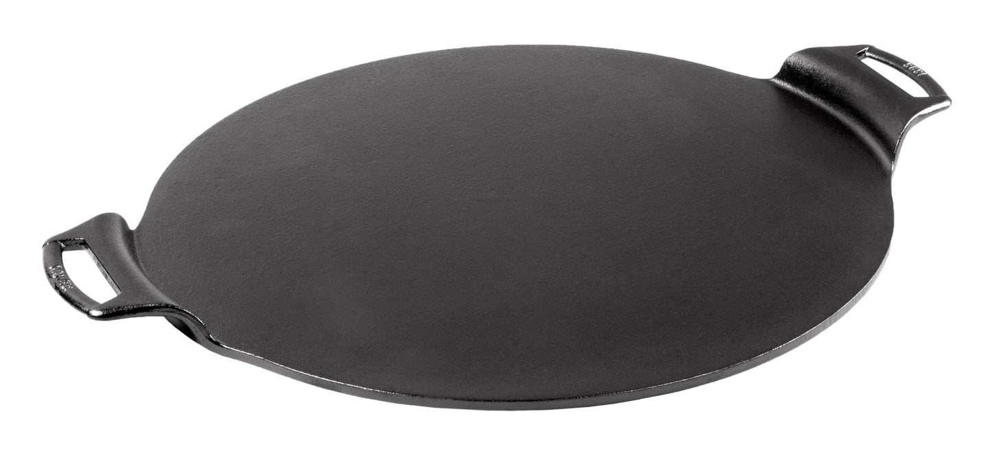 Lodge Seasoned Cast Iron Pizza Pan 15 Inch - Pre-Seasoned, Round Pizza Pan with Dual Assist Handles - Even Heat Distribution- PFAS-Free, Non-Toxic Cookware - Oven Safe