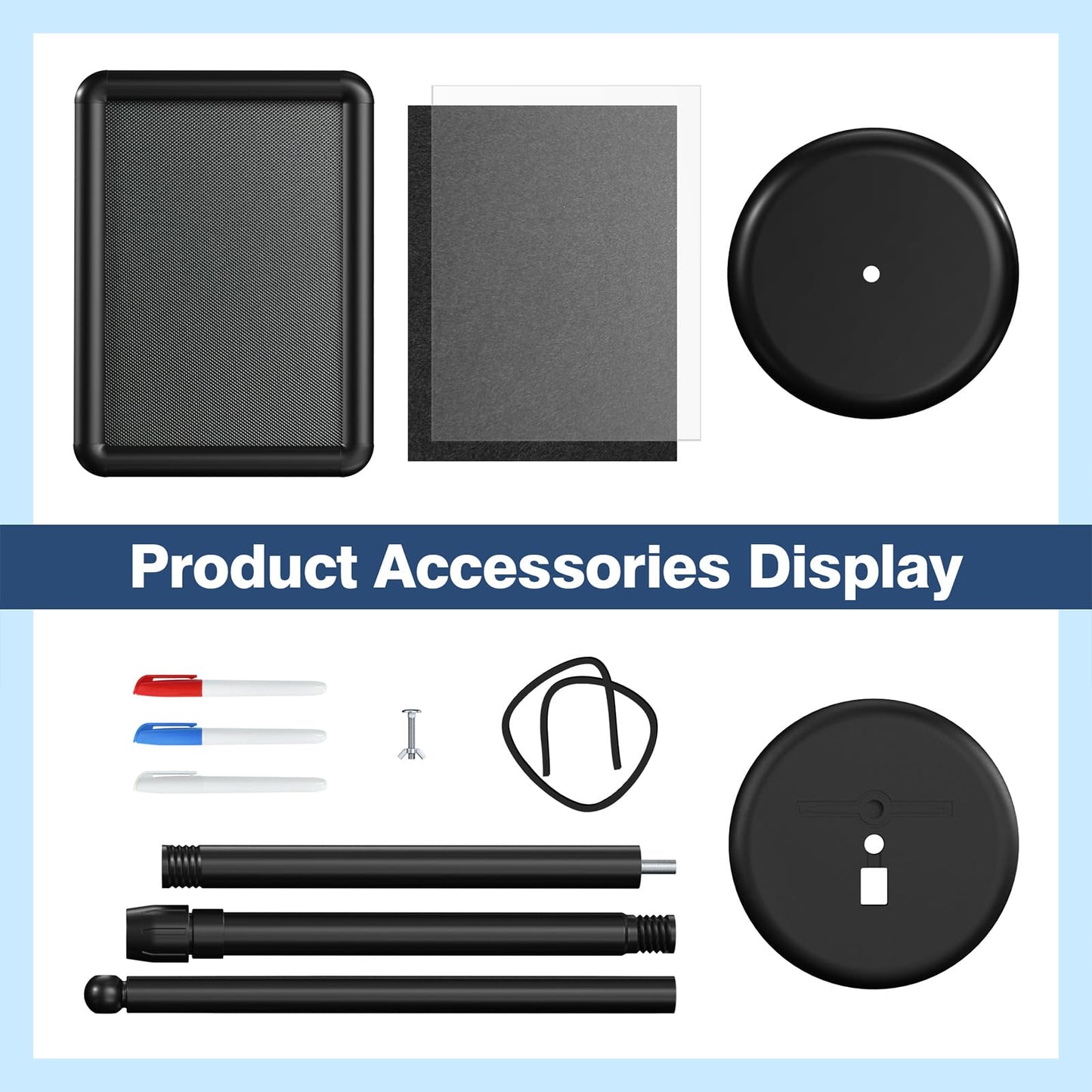 Netuaoo Sign Stand Sign Holder Stand Sign Stands for Display 8.5 x 11 Inches Pedestal Sign Holder 360° Rotation Adjustable Signage Stand for Business Exhibition, Restaurant, Supermarket (Black)