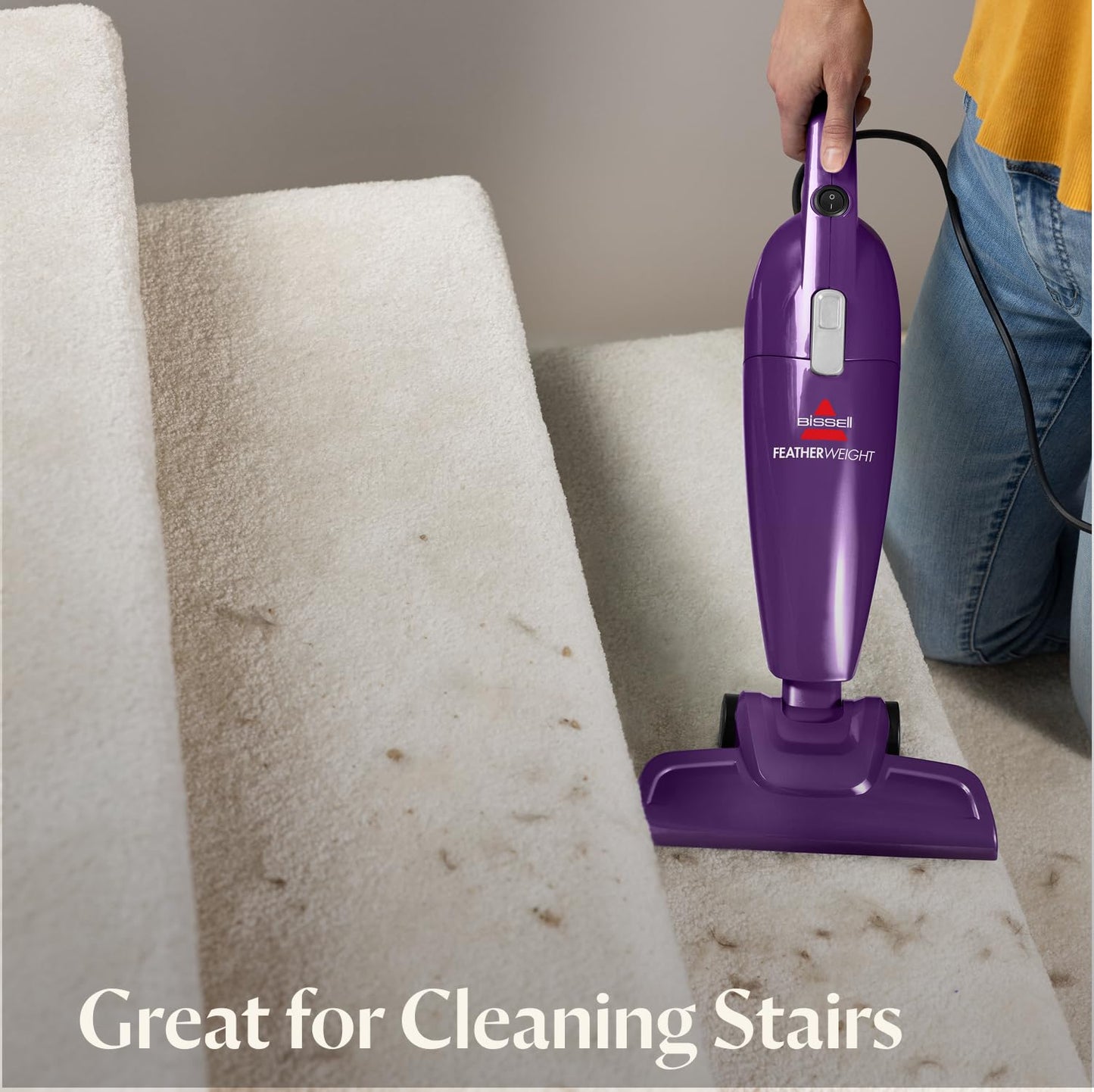 Bissell 20334 Featherweight Stick Lightweight Bagless Vacuum and Electric Broom with Crevice Tool for Hard Floors and Carpets, Purple