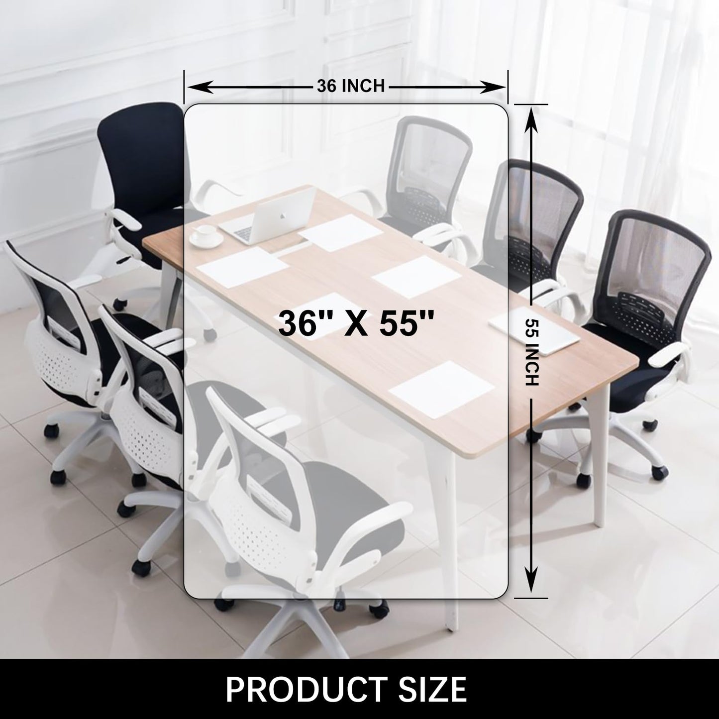 Kuyal Clear Chair mat for Hardwood Floor 36 x 55 inches Transparent Floor Mats Wood/Tile Protection Mat for Office & Home (36" X 55" Rectangle)