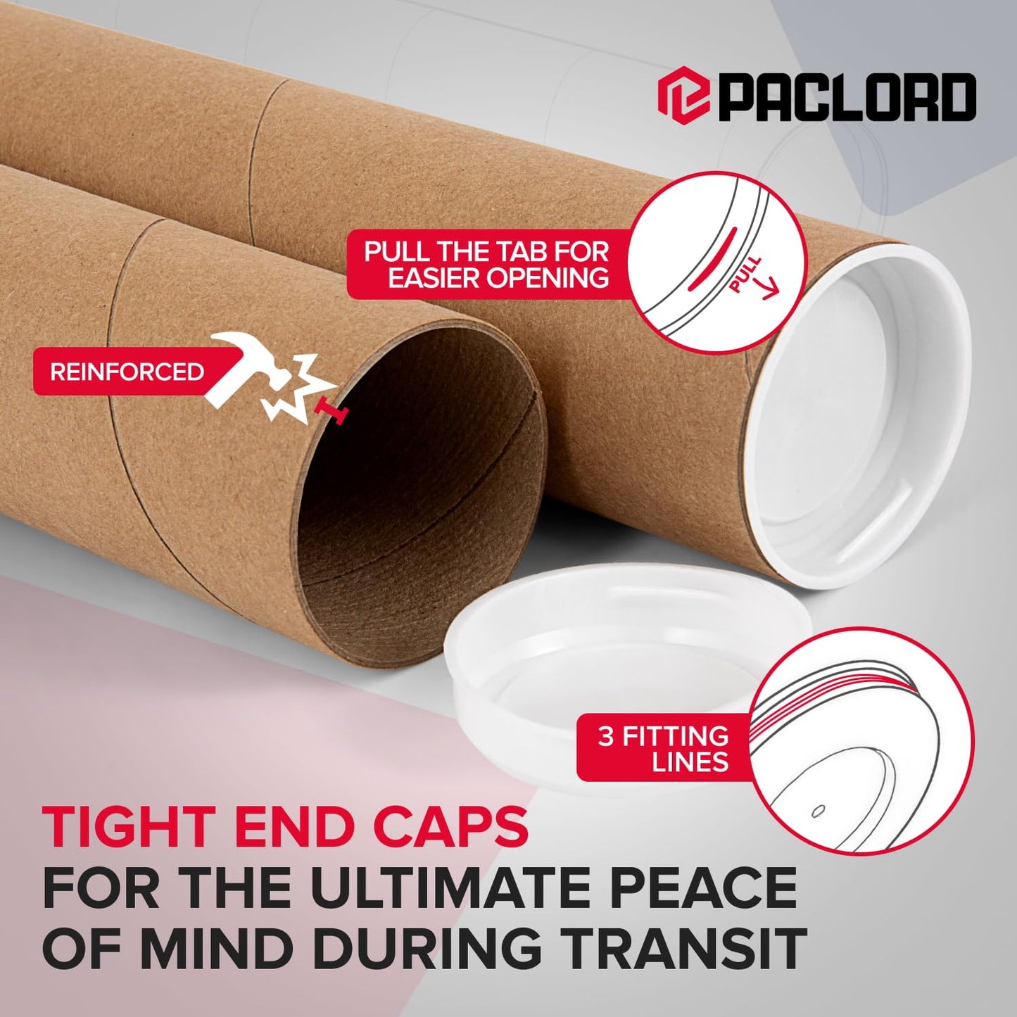 2" x 20" Reinforced Kraft Paper Mailing Tube, Pack of 8 Tubes with 16 Caps – Secure USPS Approved Poster Tube – Made in USA Cardboard Tube for Shipping and Storing Posters, Prints, Artwork