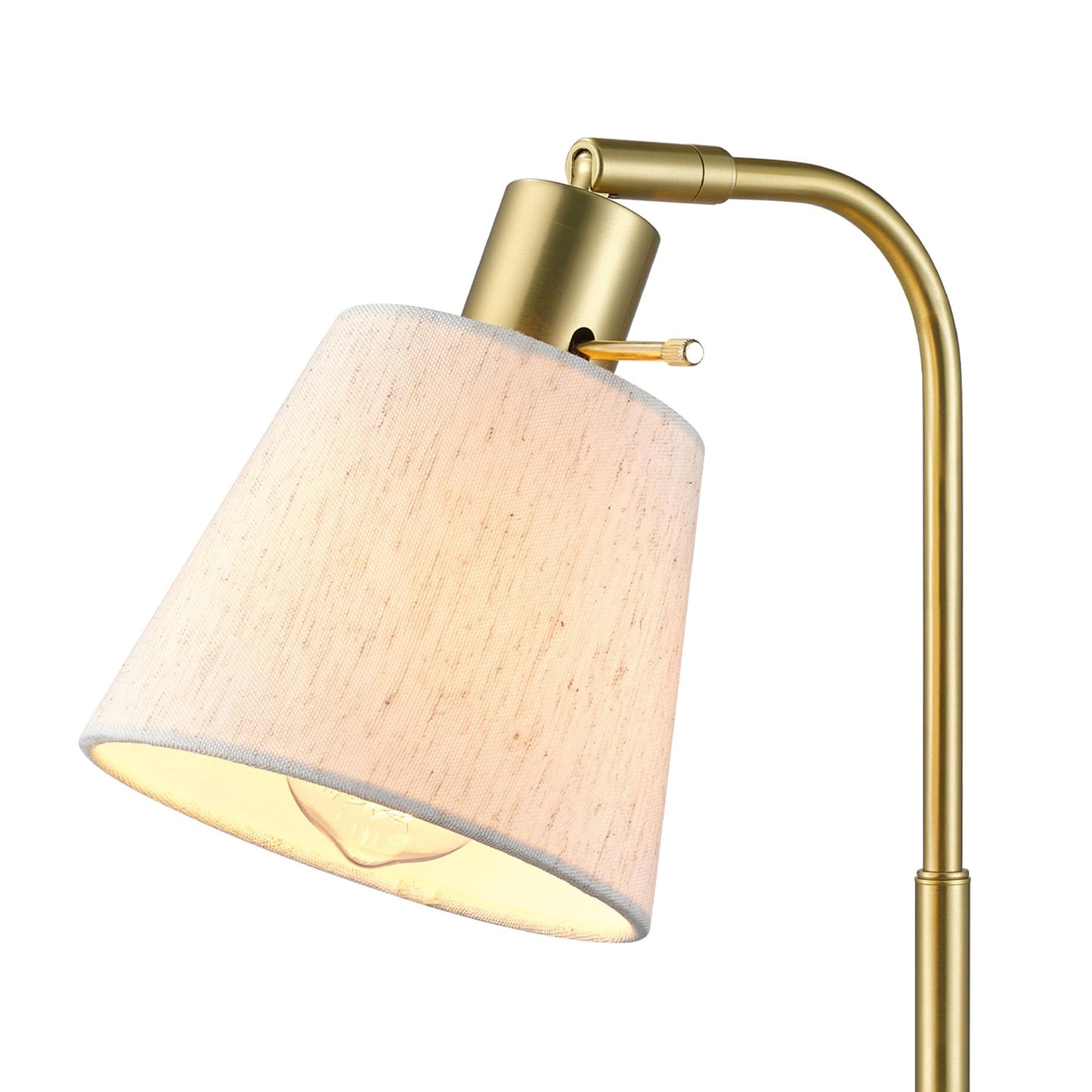 Globe Electric 61000057 16" Desk Lamp, Matte Brass Finish, White Shade, Adjustable Pivot Joint, Rotary Switch on Socket, Modern Lighting for Bedroom or Office, Indoor Lights, E26 Base