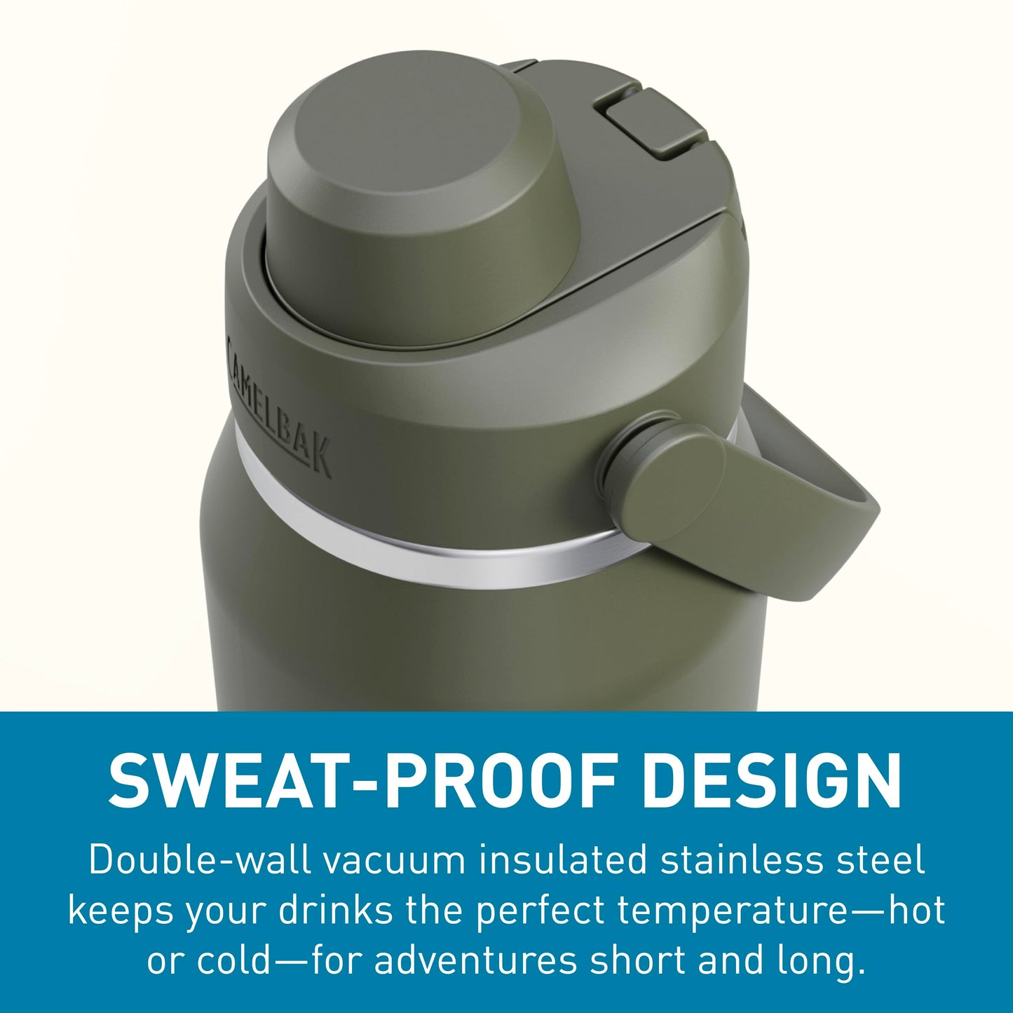 CamelBak Thrive Chug Insulated Stainless Steel Water Bottle, Cold Retention with High Flow Lid for Everyday Hydration and Active Use, 32oz, Moss