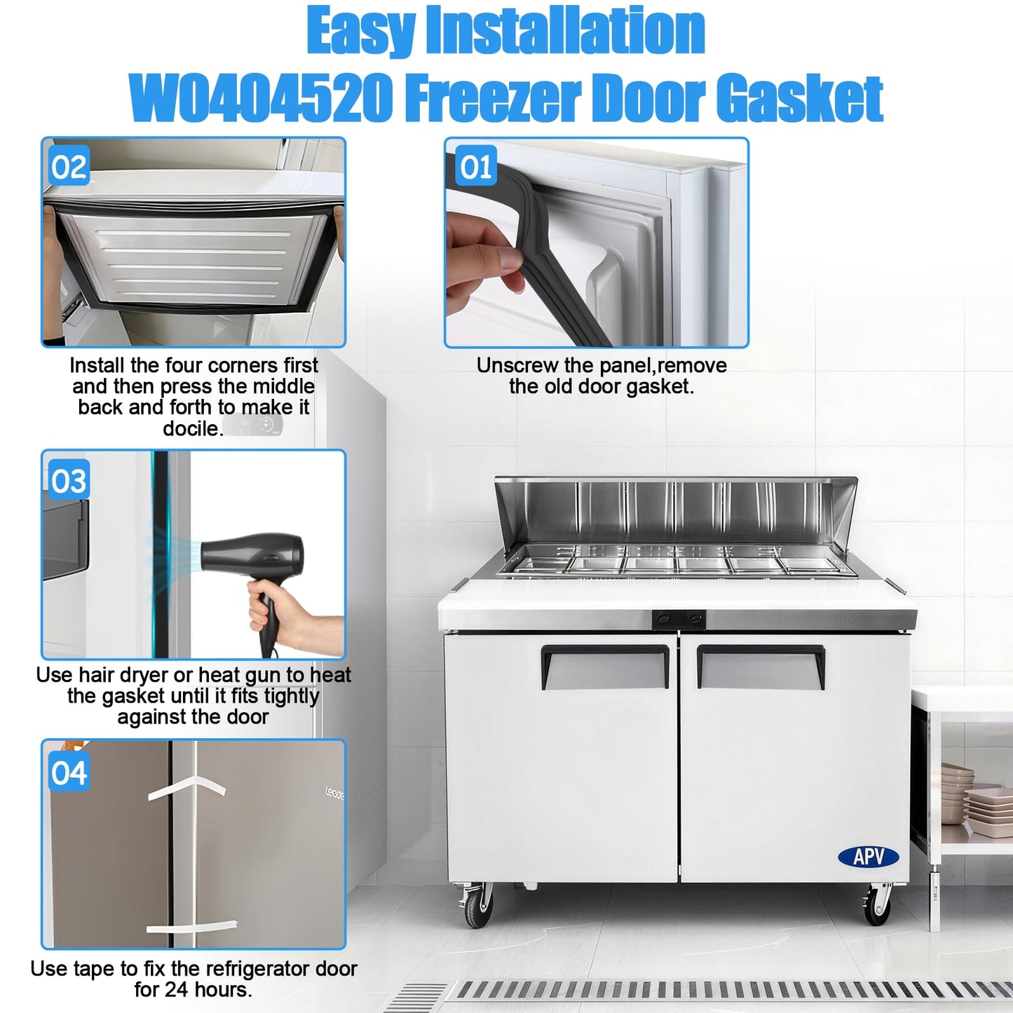 Upgraded W0404520 Refrigerator Door Gasket Compatible with Atosa Commercial Upright Reach-In Freezer Door Seal Replacement MGF8402 MGF8404 MGF8406 MSF8302 MSF8304 Freezer Door Gasket 22.05" x 25.99"