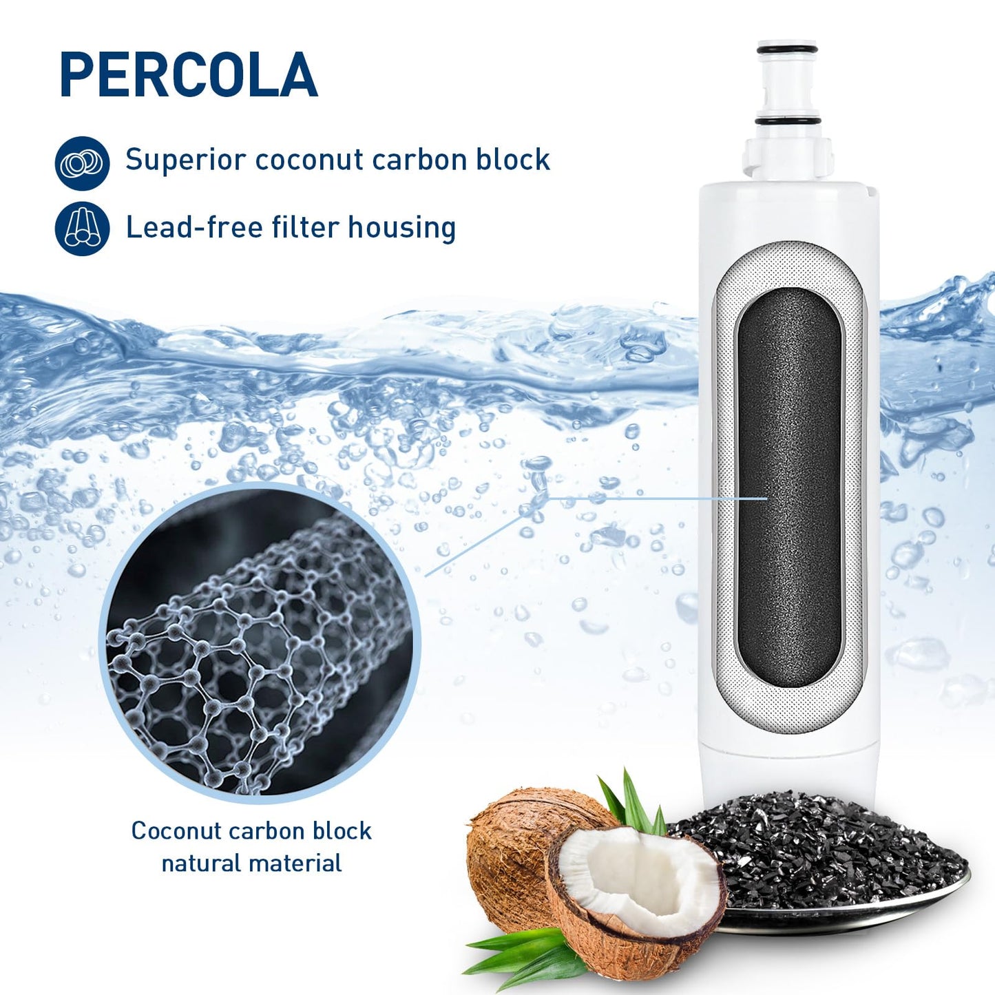 PERCOLA 9085 Water Filter Replacement for Kenmore 46-9085, 9085, 4609085, 46-90102, 90102, 4690102, 46-9902, 46-9908, 9908 (3 Pack)