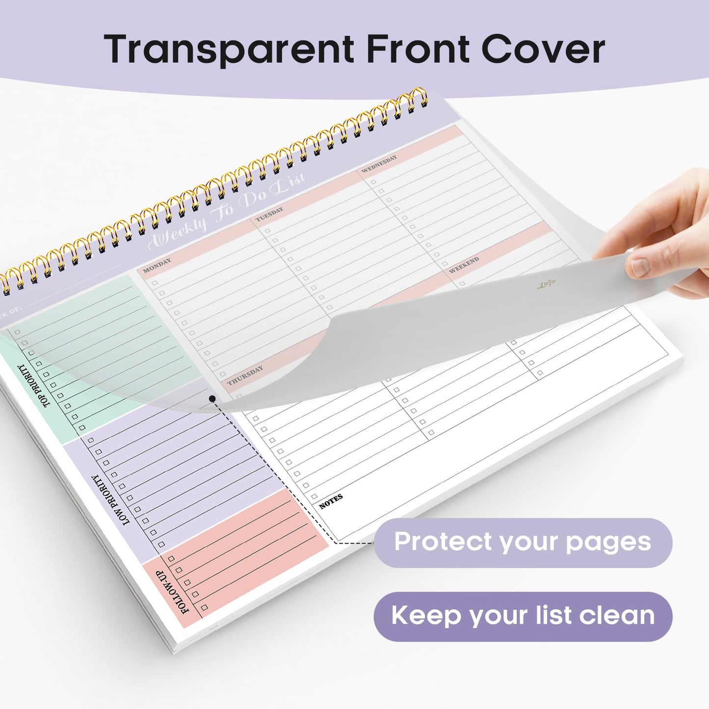 Taja 6 Pack of Weekly To Do List Notepad with 52 Undated Sheets（8.5"×11"）- Weekly Desk Planner for Women & Man, Work and Home - 6 Pack Violet Dream