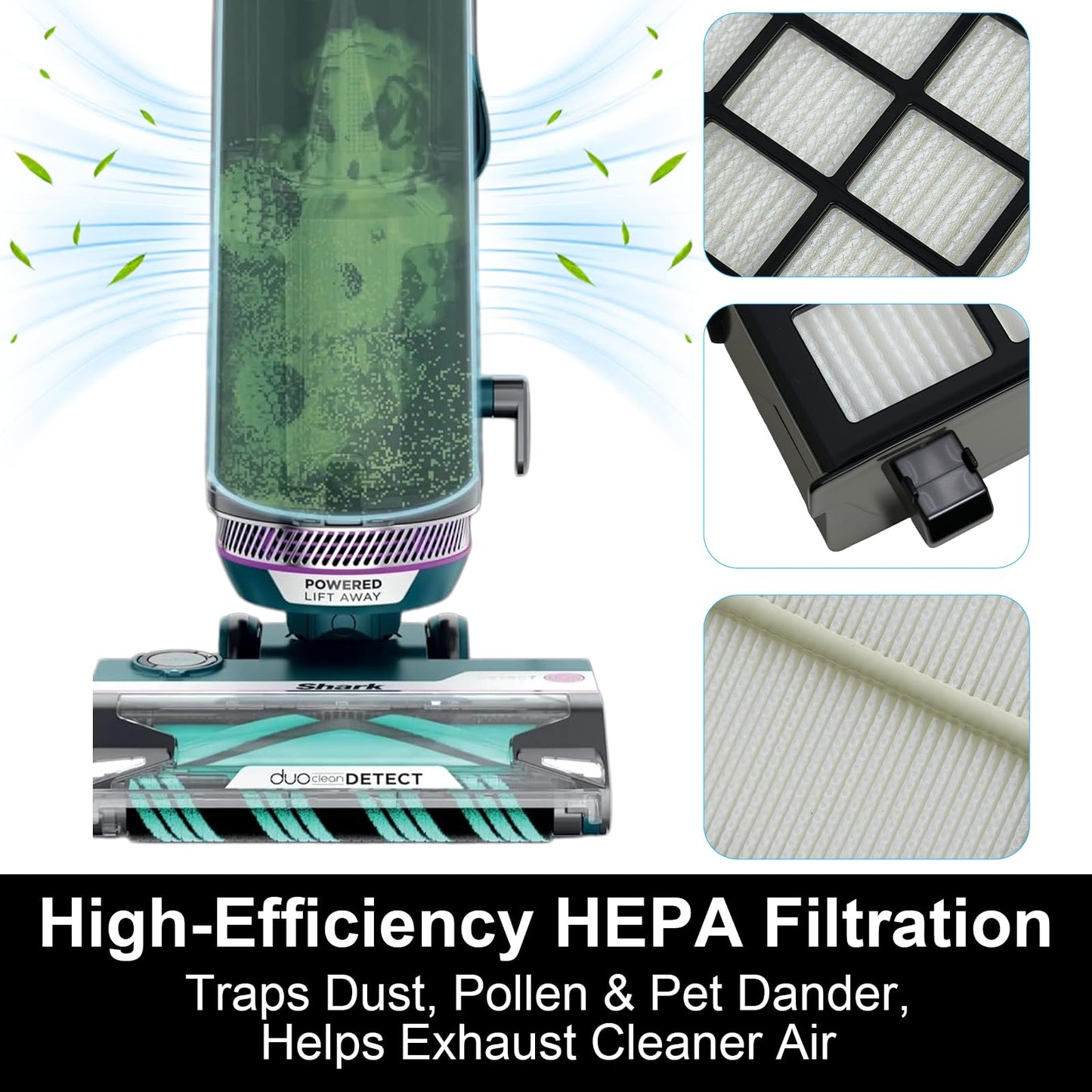 AZ4002 Filter Compaitble with Shark POWERDETECT Upright Vacuum AZ4002 AZ4000, include 1 Soft Roller Brush, 2 HEPA Filters, 4 Foam & Felt Kit, 4 Odor Neutralizer, compare to Part# XFFKAZ4000 XHFAZ4000