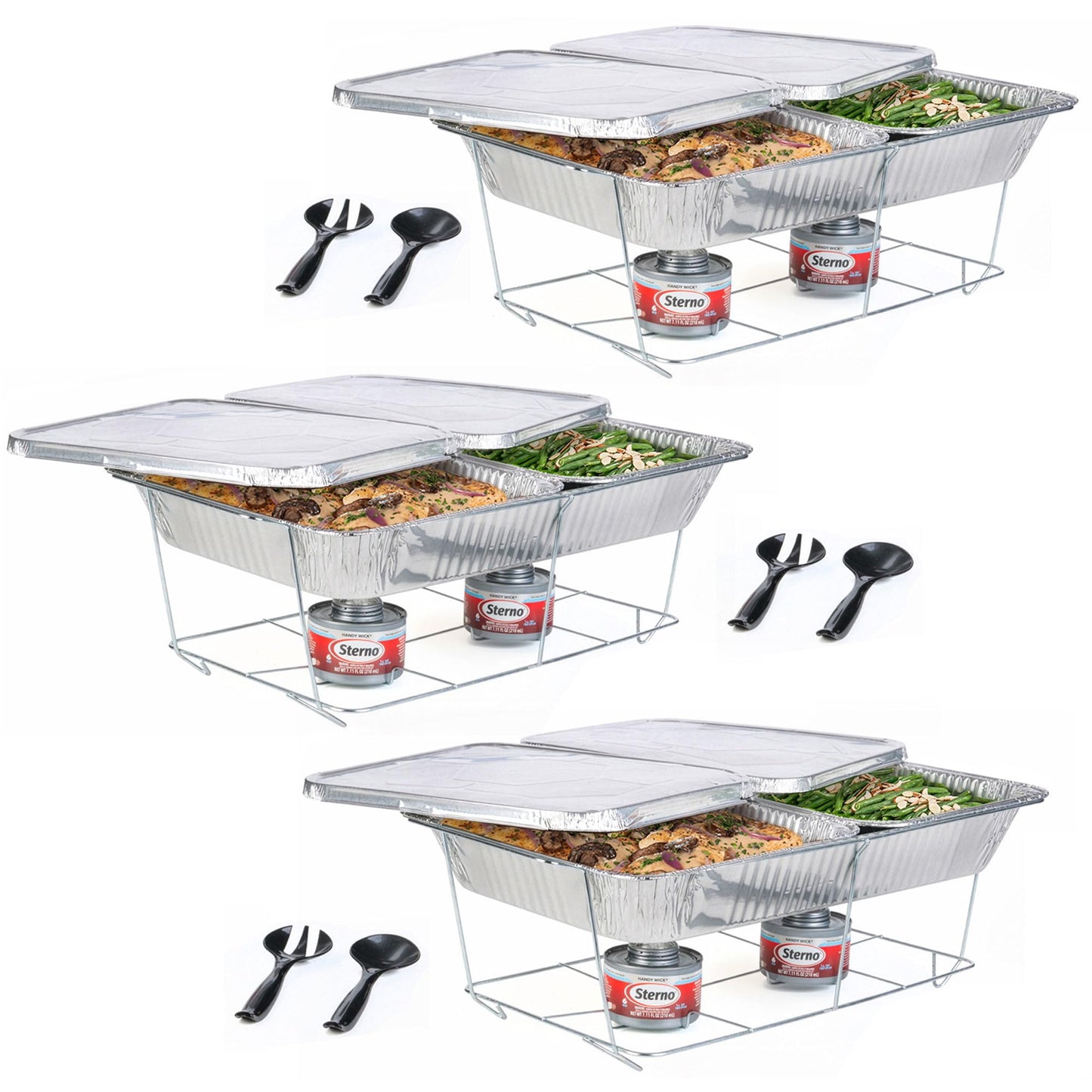Sterno Disposable Chafing Dish Buffet Set, 6-Hour Food Warmers for Parties, Catering Supplies, Complete Buffet Set, Warming Trays (30pcs)