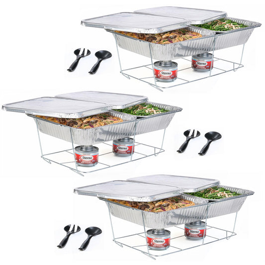 Sterno Disposable Chafing Dish Buffet Set, 6-Hour Food Warmers for Parties, Catering Supplies, Complete Buffet Set, Warming Trays (30pcs)