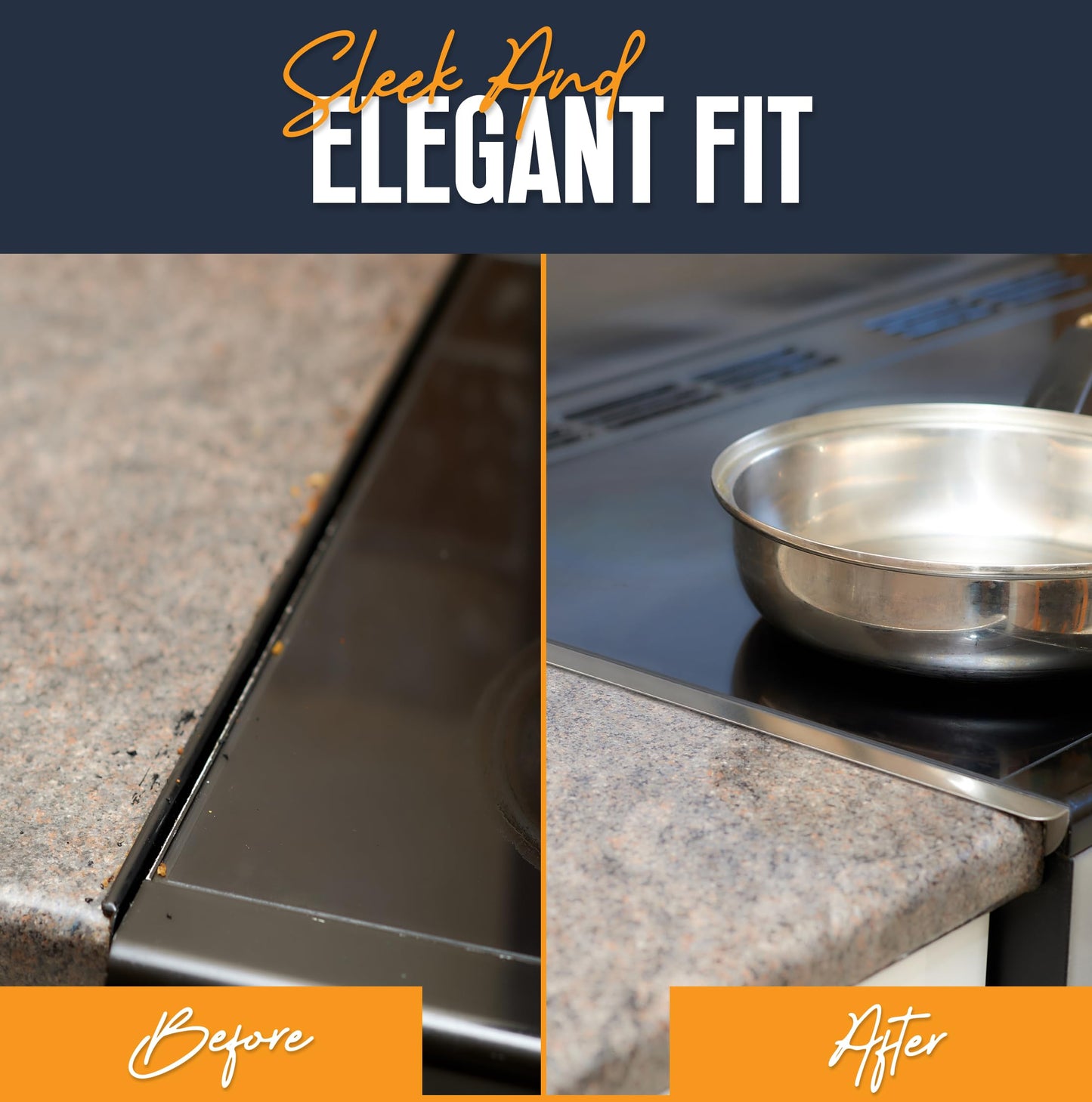 Linda’s Essentials Stove Gap Covers 316 Stainless Steel, Heat Resistant Oven Gap Filler Seals Spaces Between Stovetop and Counter, 25.4 Inches, Silver(Steel), 2 Pack