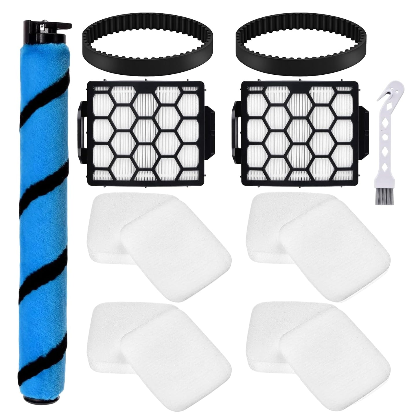 Anewise Filter Brush Belt Replacement Parts for Shark UV850 Performance Lift-Away ADV DuoClean PowerFins Upright Vacuum, 1 Brush Roll+2 HEPA +4 Filters+2 Belts, Part #1483FC2000 & XHF320 & XFFK602UKT