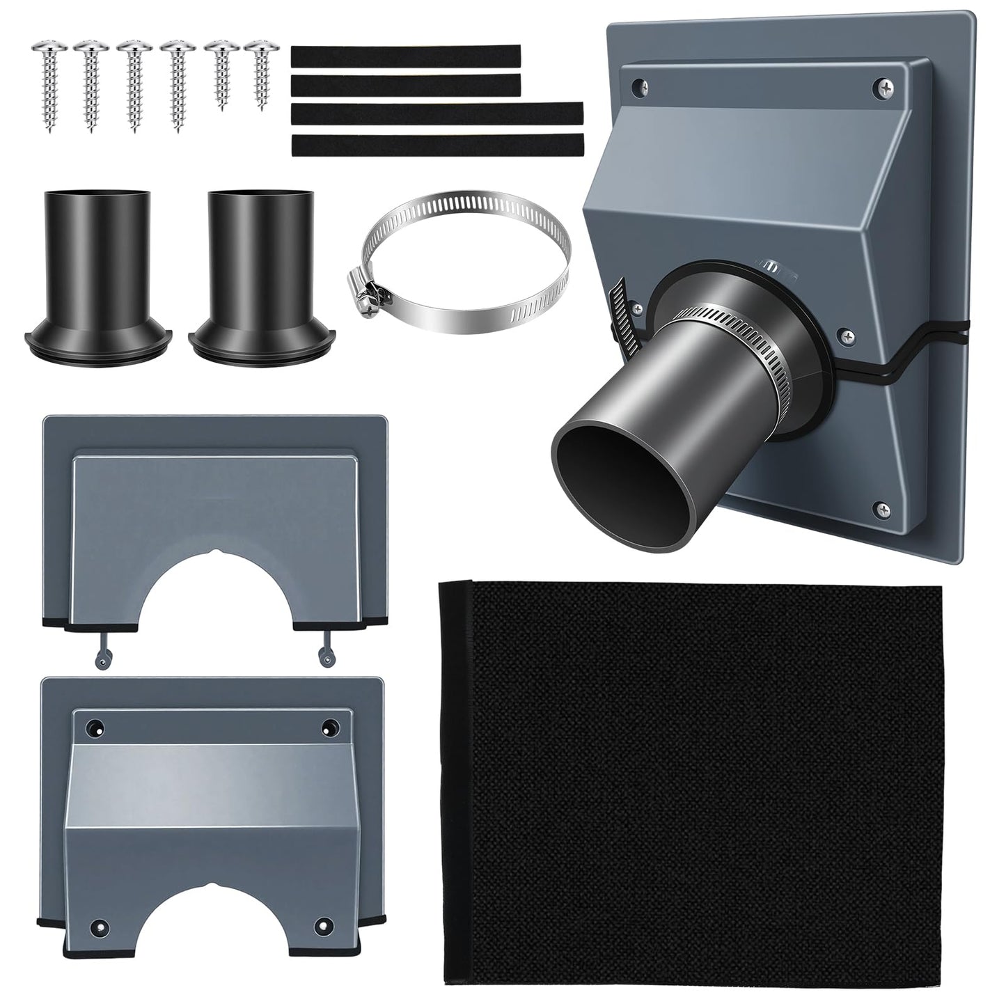 2PCS-HVAC Wall Penetration & Line-Hide Cover Kit, 2-Piece Split Design for Easy Installation, Universal Seal for Brick & Siding, Protects Mini Split/Ductless AC Line Sets from Sun & Weather black