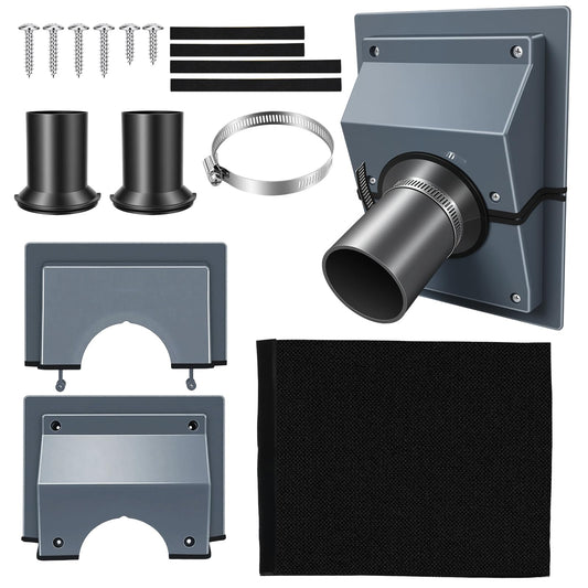 2PCS-HVAC Wall Penetration & Line-Hide Cover Kit, 2-Piece Split Design for Easy Installation, Universal Seal for Brick & Siding, Protects Mini Split/Ductless AC Line Sets from Sun & Weather black