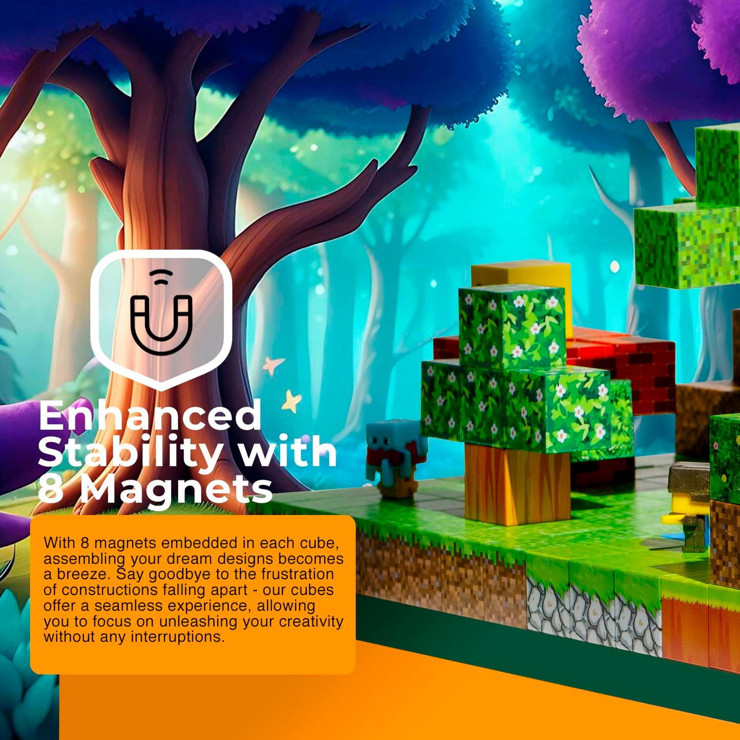 Magnetic Blocks Cubes 128PCS - STEM Cube Building Blocks & Magnet Cubes, Fidget, Montessori for Kids Ages 3-5 & 5-7 & 8-12, Magnetic Kit Cubes, Construction Magnet Toys Blocks Birthday Gifts