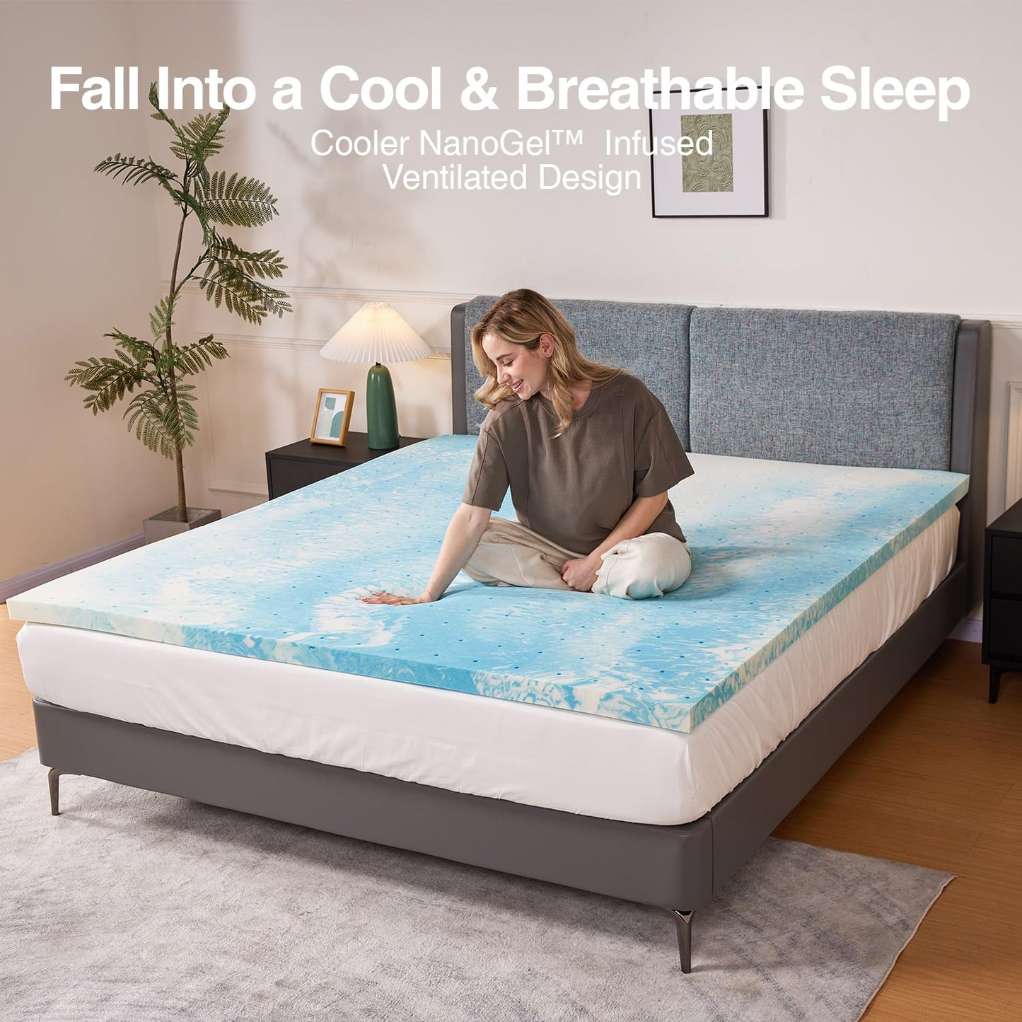 Novilla Mattress Topper Queen Size - 2 Inch Cooling Memory Foam Mattress Topper, Slow-Rebound Pressure Relief, Soft Comfort