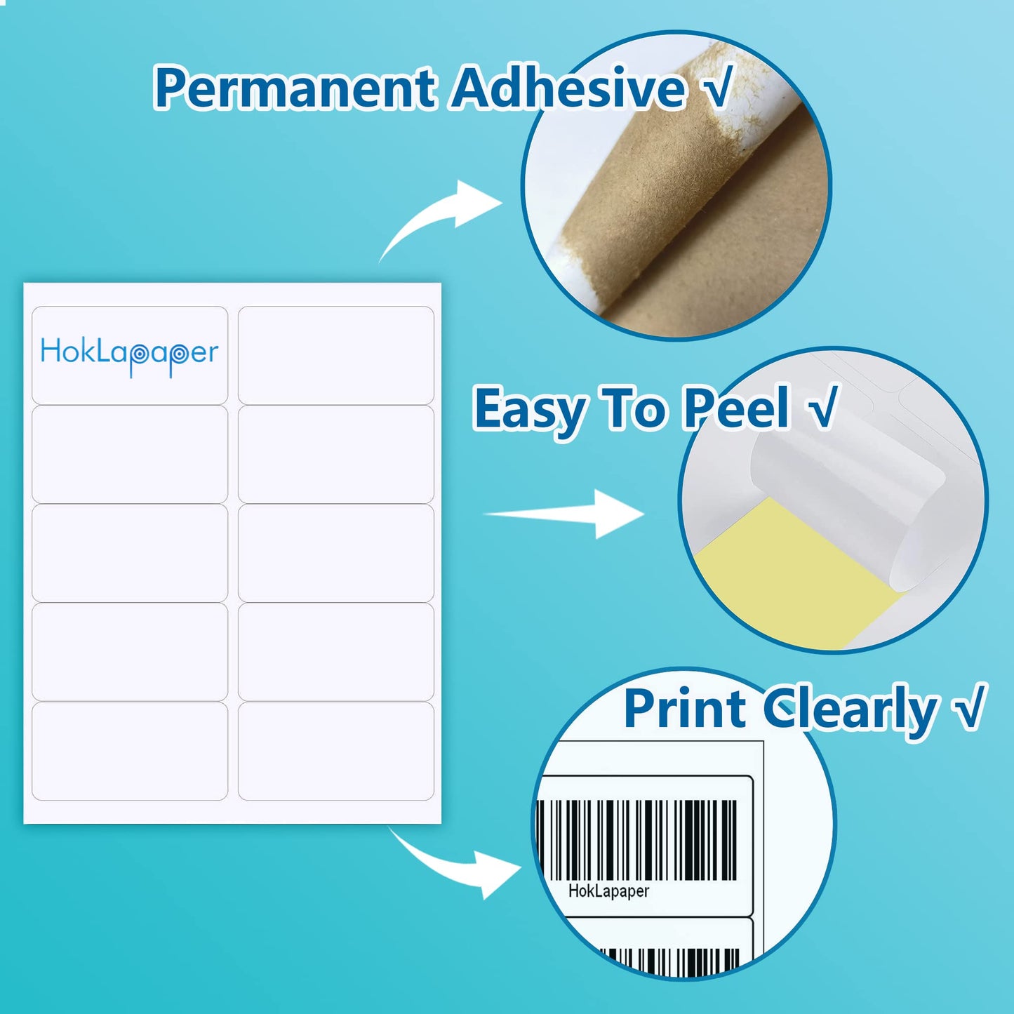 Hoklapaper 2" x 4" Shipping Labels,Printable White Mailing Labels for Laser/Inkjet Printer,Permanent Adhesive Sticker Labels(500 Sheets,5000 Labels)