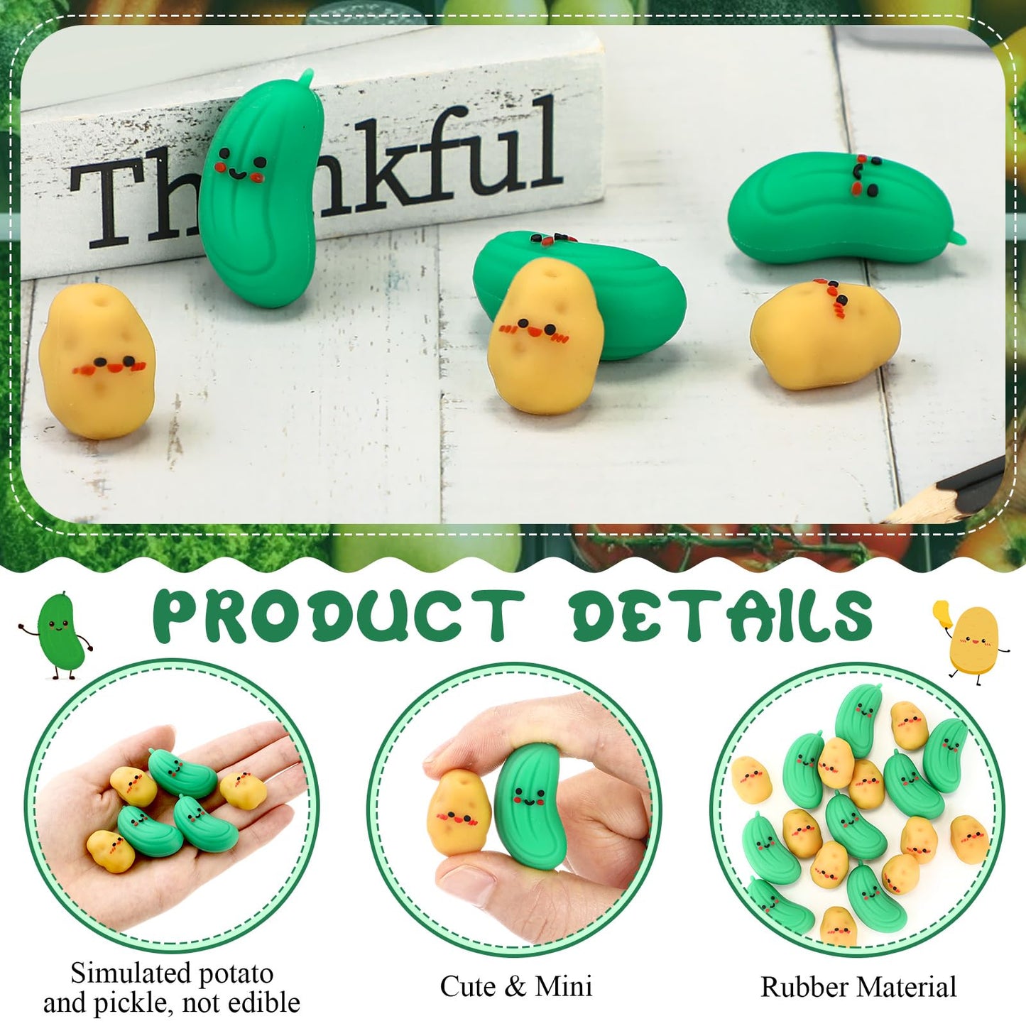 Sinload 100 Sets Emotional Positive Potato Pickle Eraser Desk Pet End of School Year Gift for Teacher Nurse Coworker with Box Raffia Pocket Hug Appreciation Gift for Office Team Staff Employee Friend