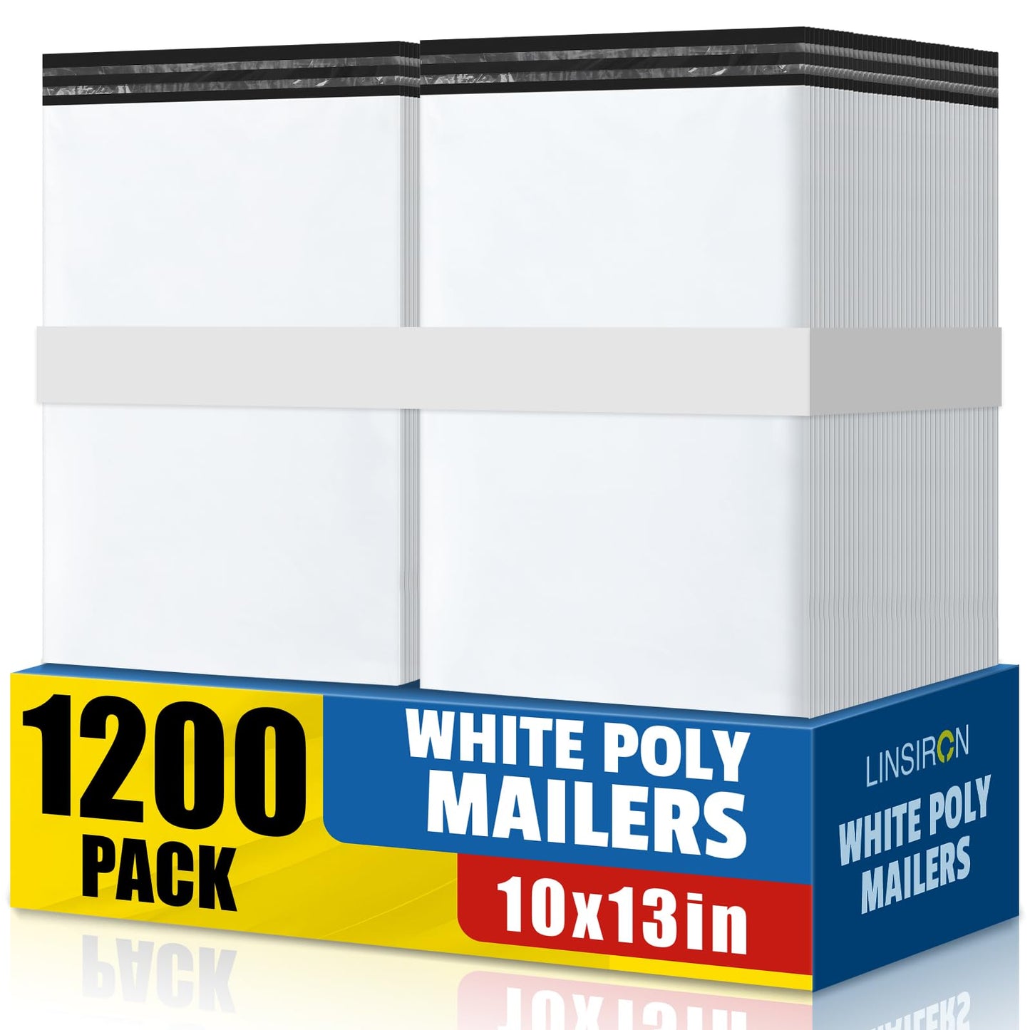 LINSIRON 1200 Pcs Poly Mailers Shipping Bags 10x13 Inch Packaging Clothes Polymailers Envelopes Mailing Package Self Seal Shipping Envelopes Waterproof Poly Bags Small Business Supplies Package White