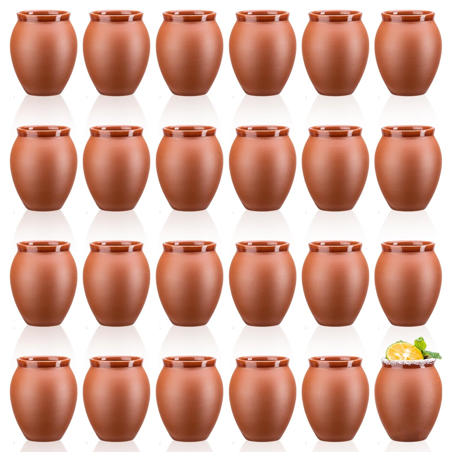 SUN GKOTTA 24Psc 2oz/60ml Cantaritos De Barro Mexicanos,Mini Jarritos De Barro Mexicanos Pottery Cocktail Glasses,Mexican Shot Glasses Taco Tuesday Cups For Celebration,Tequila,Margaritas