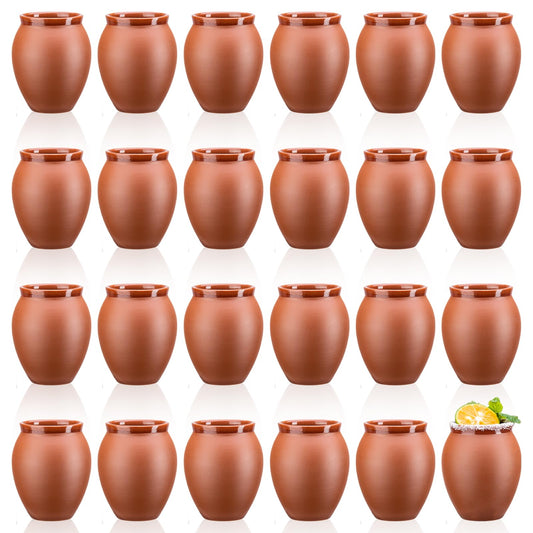 SUN GKOTTA 24Psc 2oz/60ml Cantaritos De Barro Mexicanos,Mini Jarritos De Barro Mexicanos Pottery Cocktail Glasses,Mexican Shot Glasses Taco Tuesday Cups For Celebration,Tequila,Margaritas
